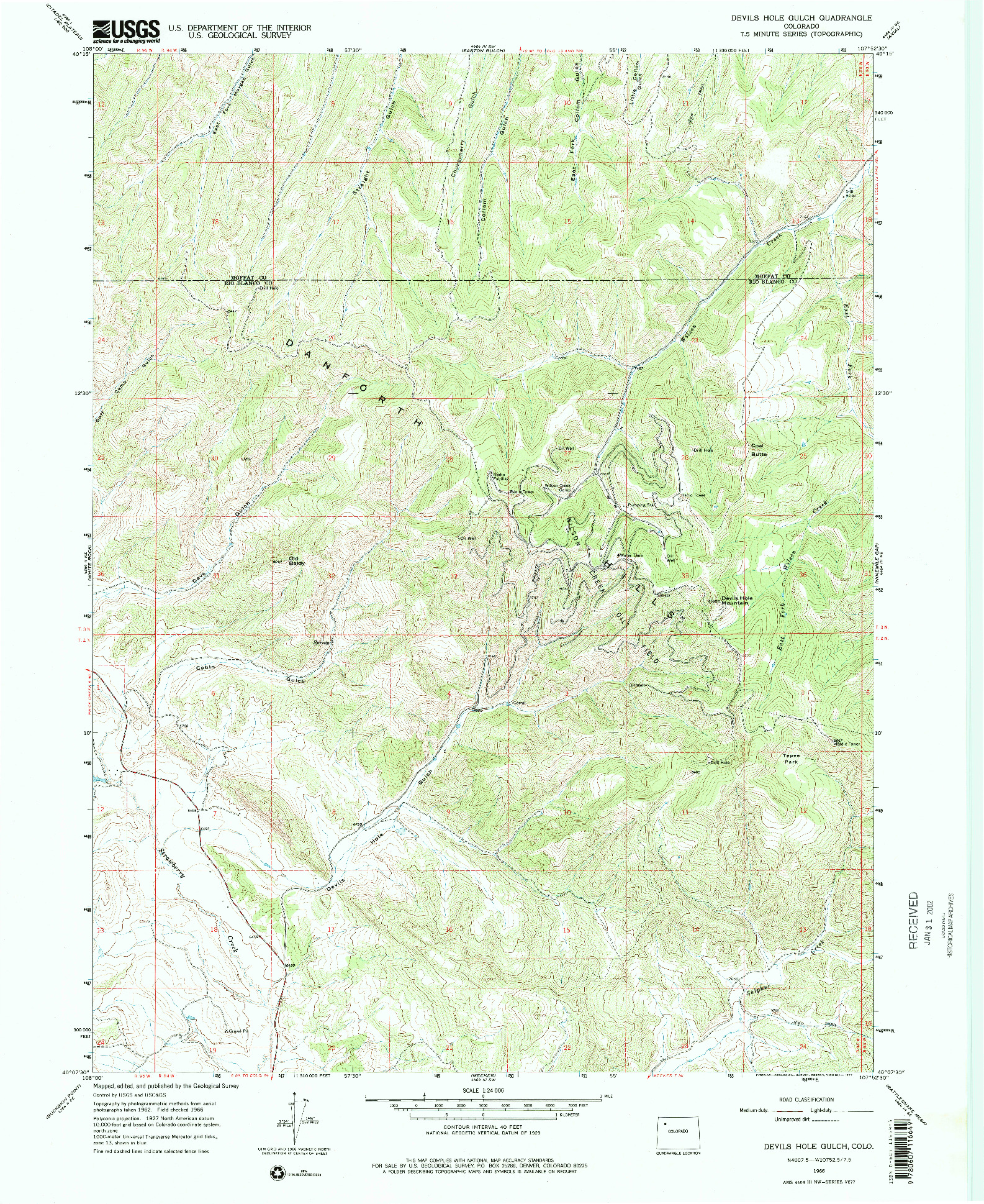 USGS 1:24000-SCALE QUADRANGLE FOR DEVILS HOLE GULCH, CO 1966