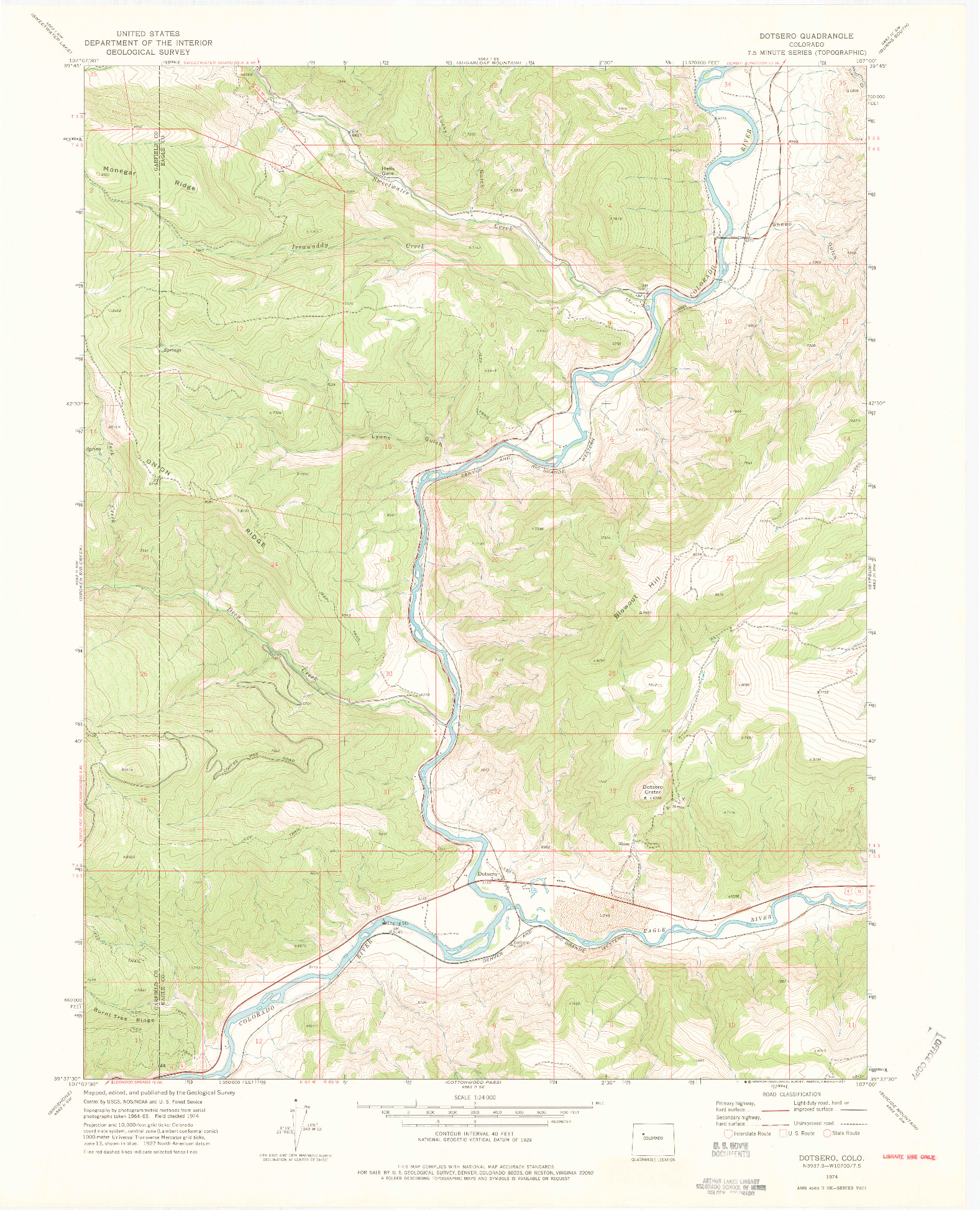 USGS 1:24000-SCALE QUADRANGLE FOR DOTSERO, CO 1974