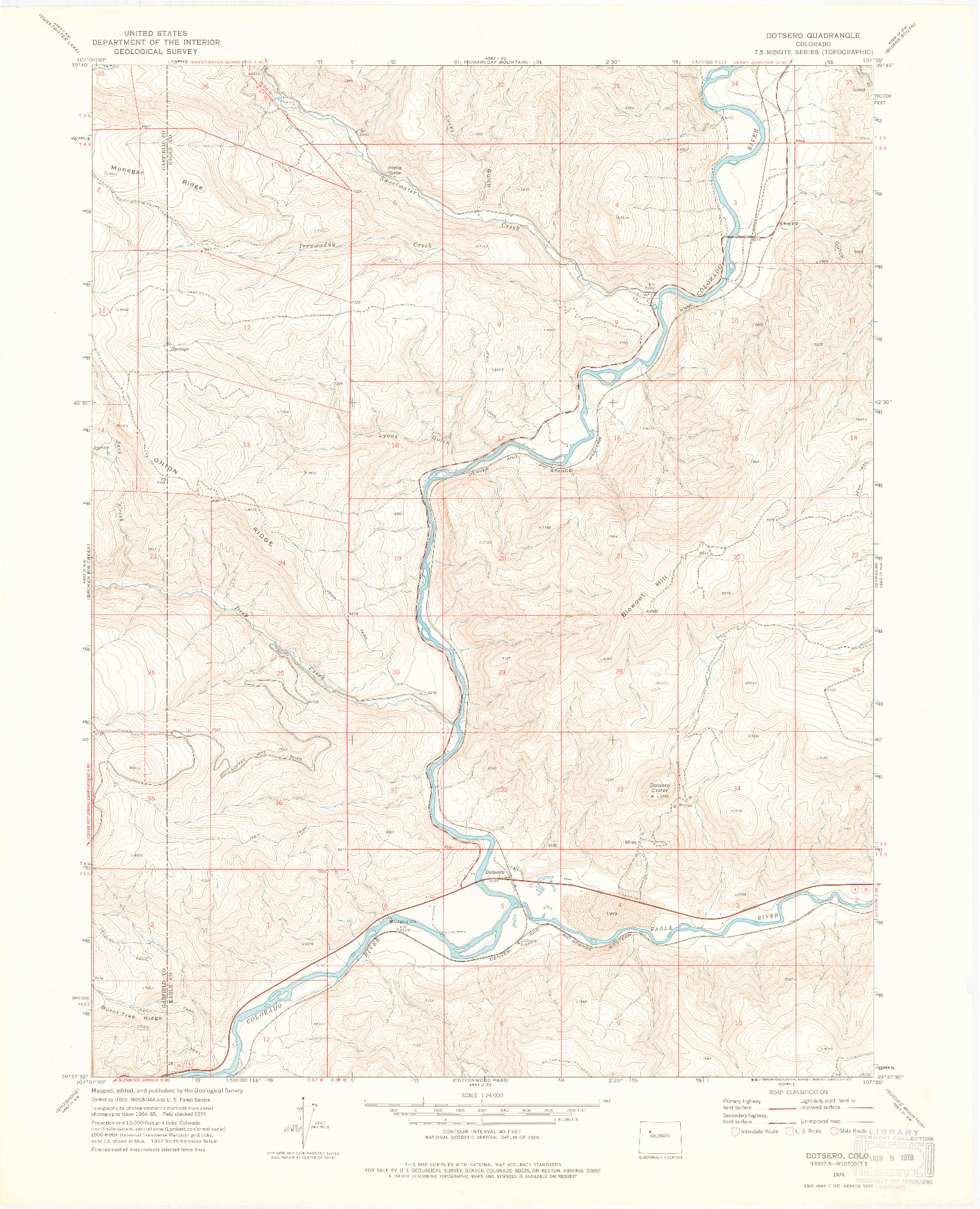 USGS 1:24000-SCALE QUADRANGLE FOR DOTSERO, CO 1974