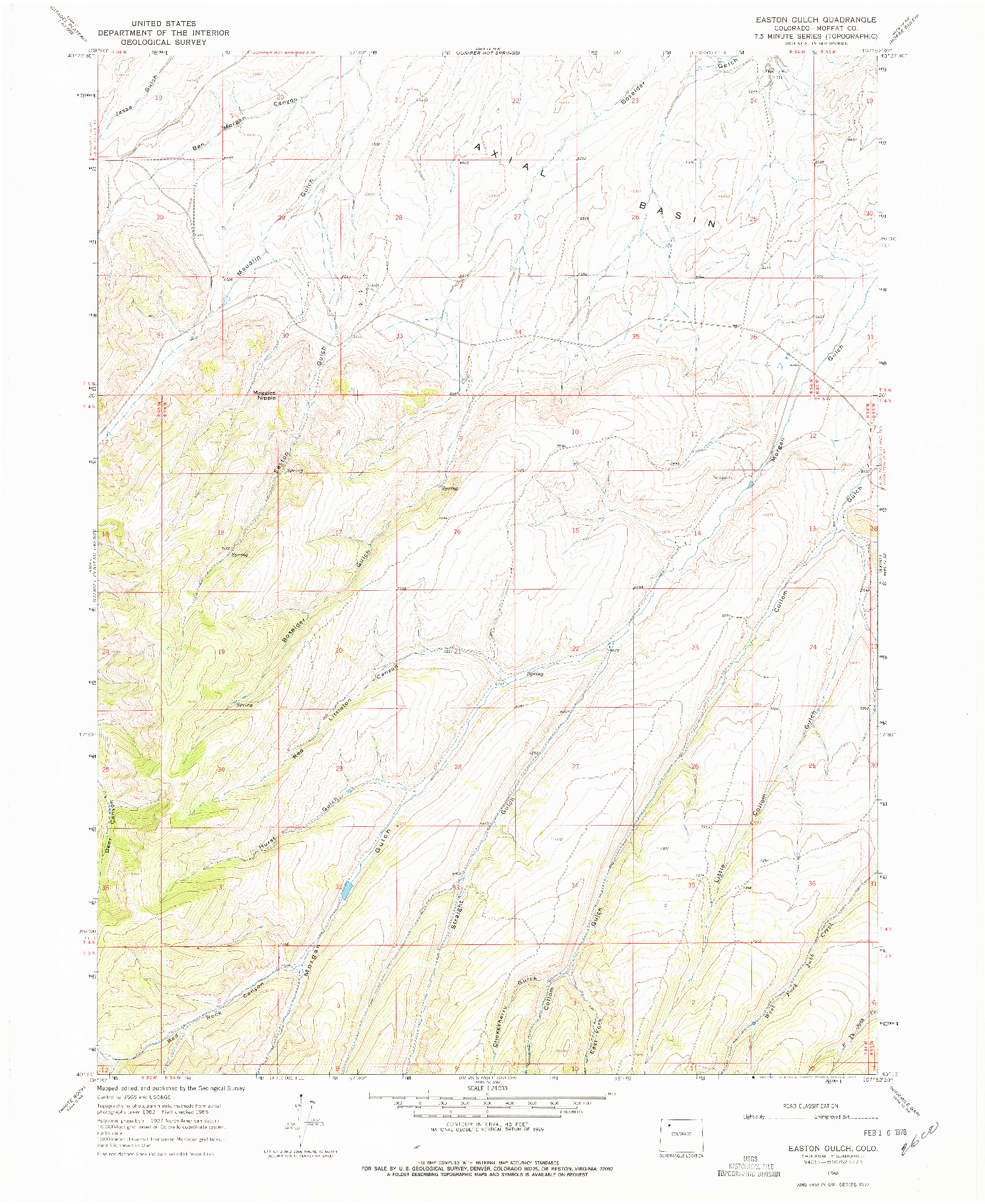 USGS 1:24000-SCALE QUADRANGLE FOR EASTON GULCH, CO 1966
