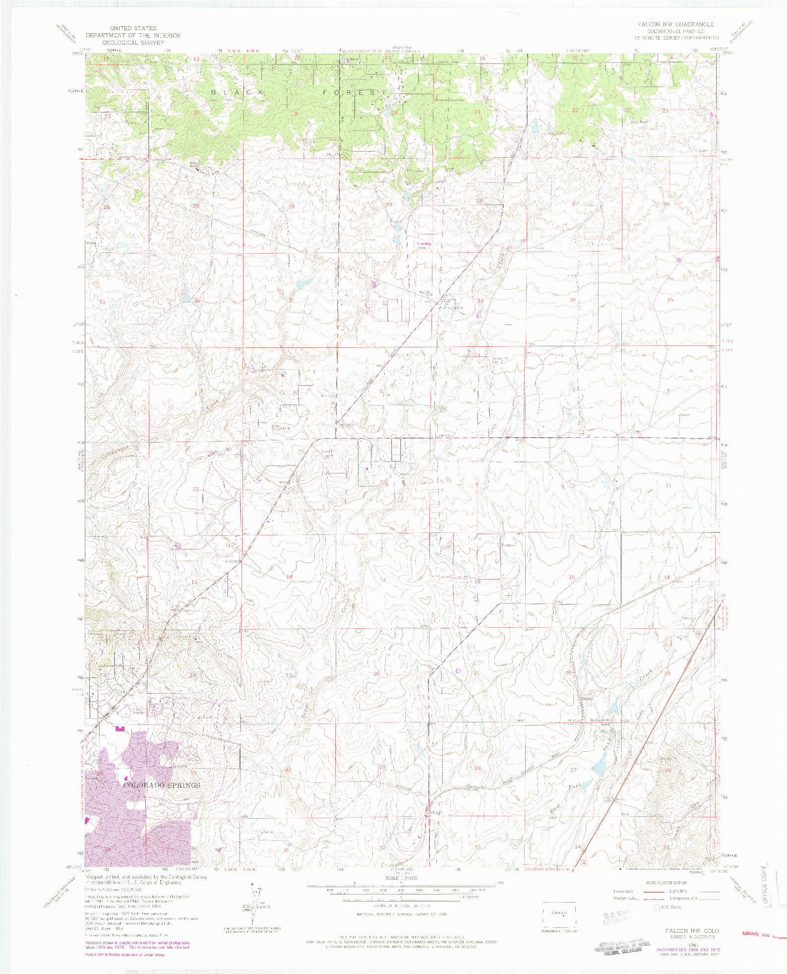 USGS 1:24000-SCALE QUADRANGLE FOR FALCON NW, CO 1961