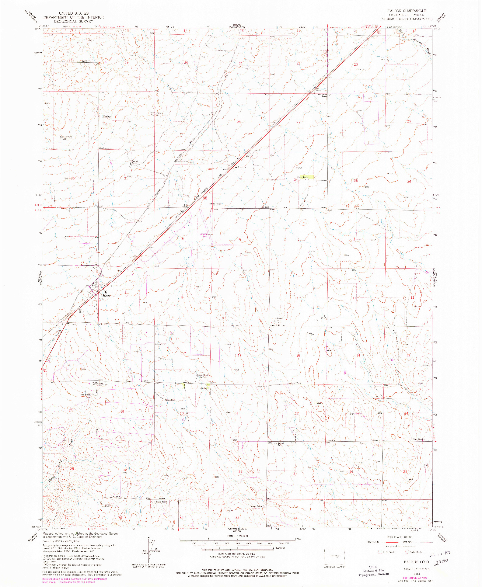 USGS 1:24000-SCALE QUADRANGLE FOR FALCON, CO 1961