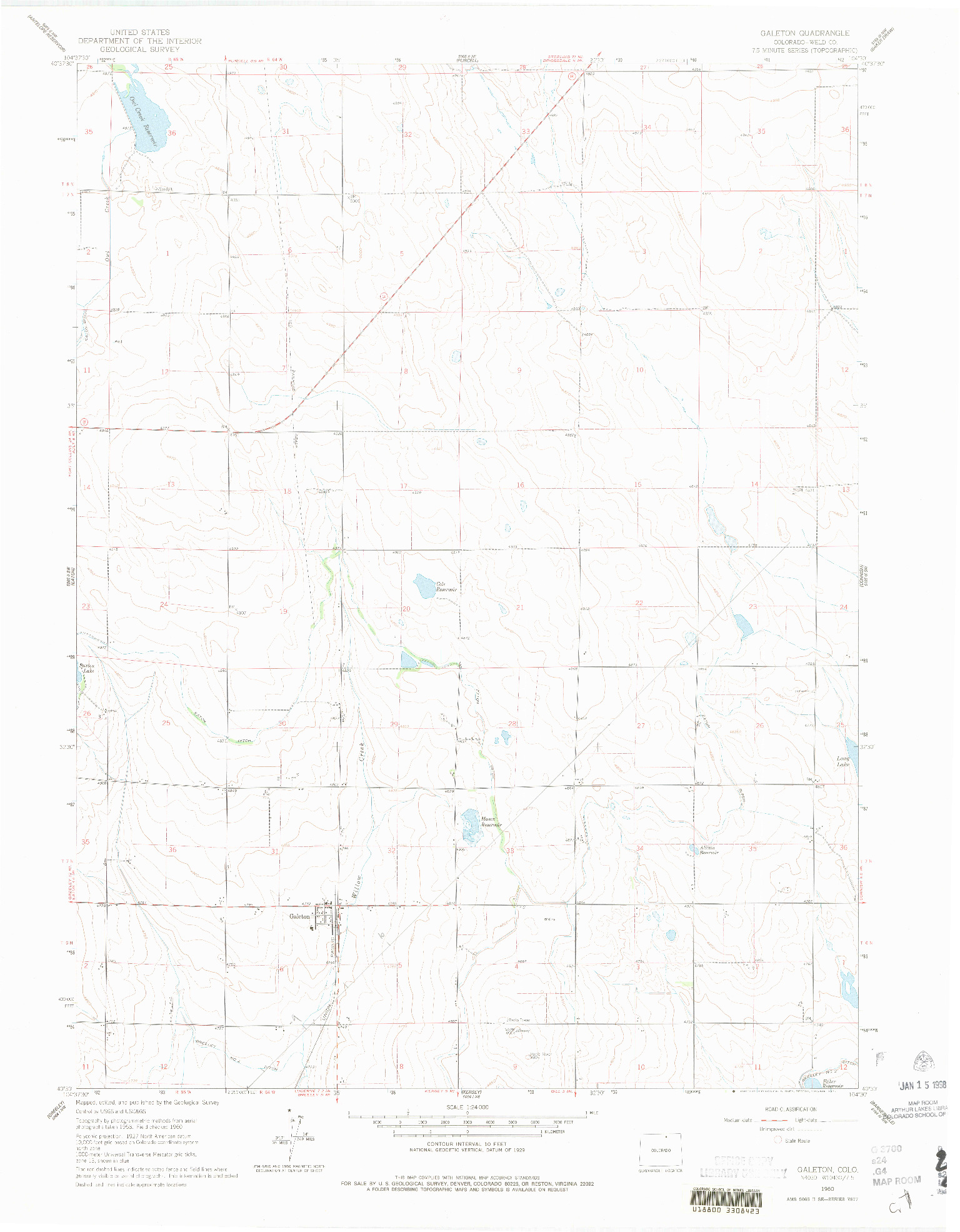 USGS 1:24000-SCALE QUADRANGLE FOR GALETON, CO 1960