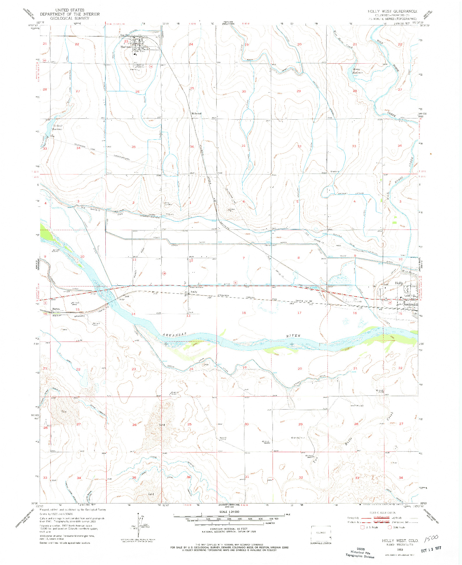 USGS 1:24000-SCALE QUADRANGLE FOR HOLLY WEST, CO 1953