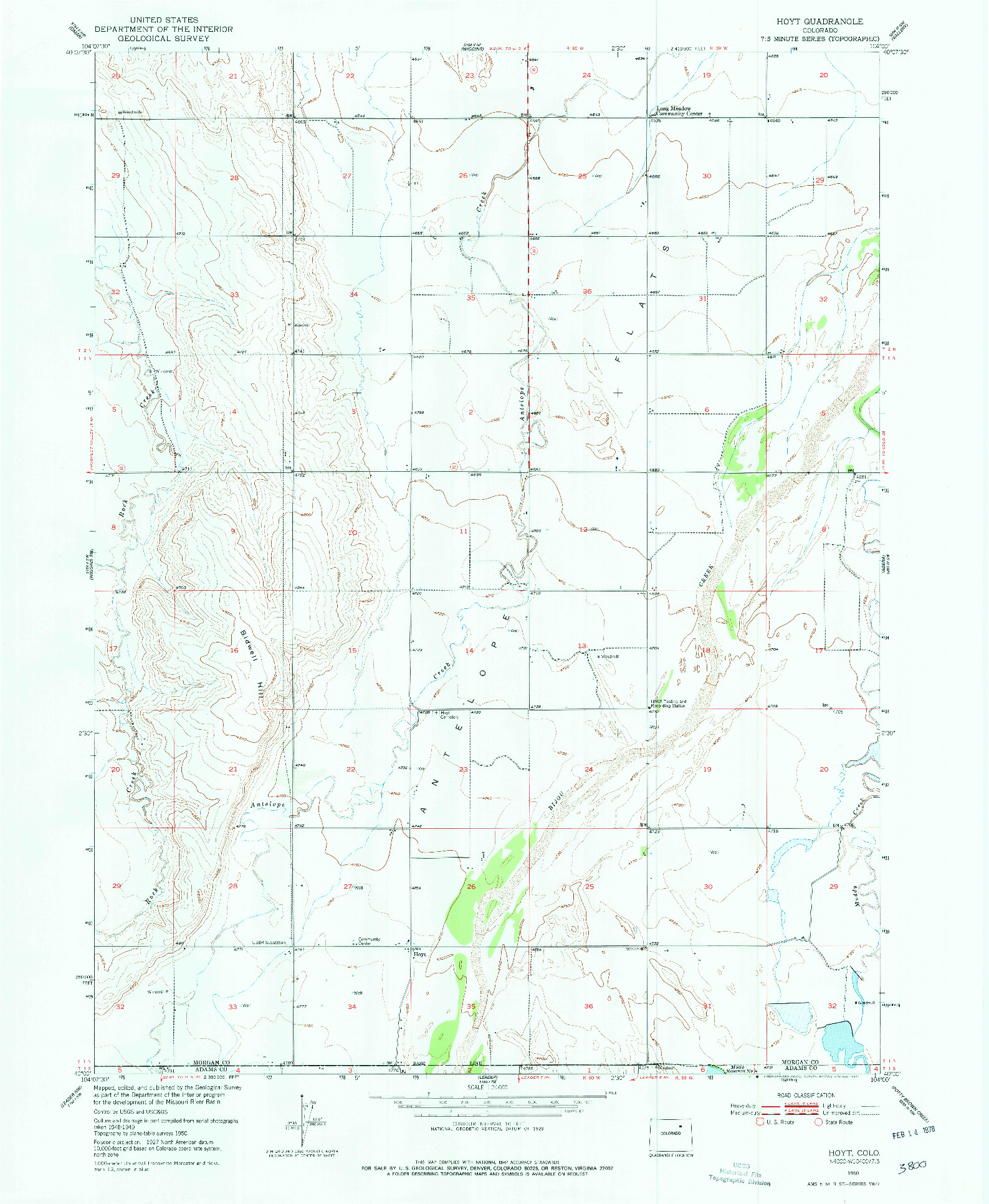 USGS 1:24000-SCALE QUADRANGLE FOR HOYT, CO 1950