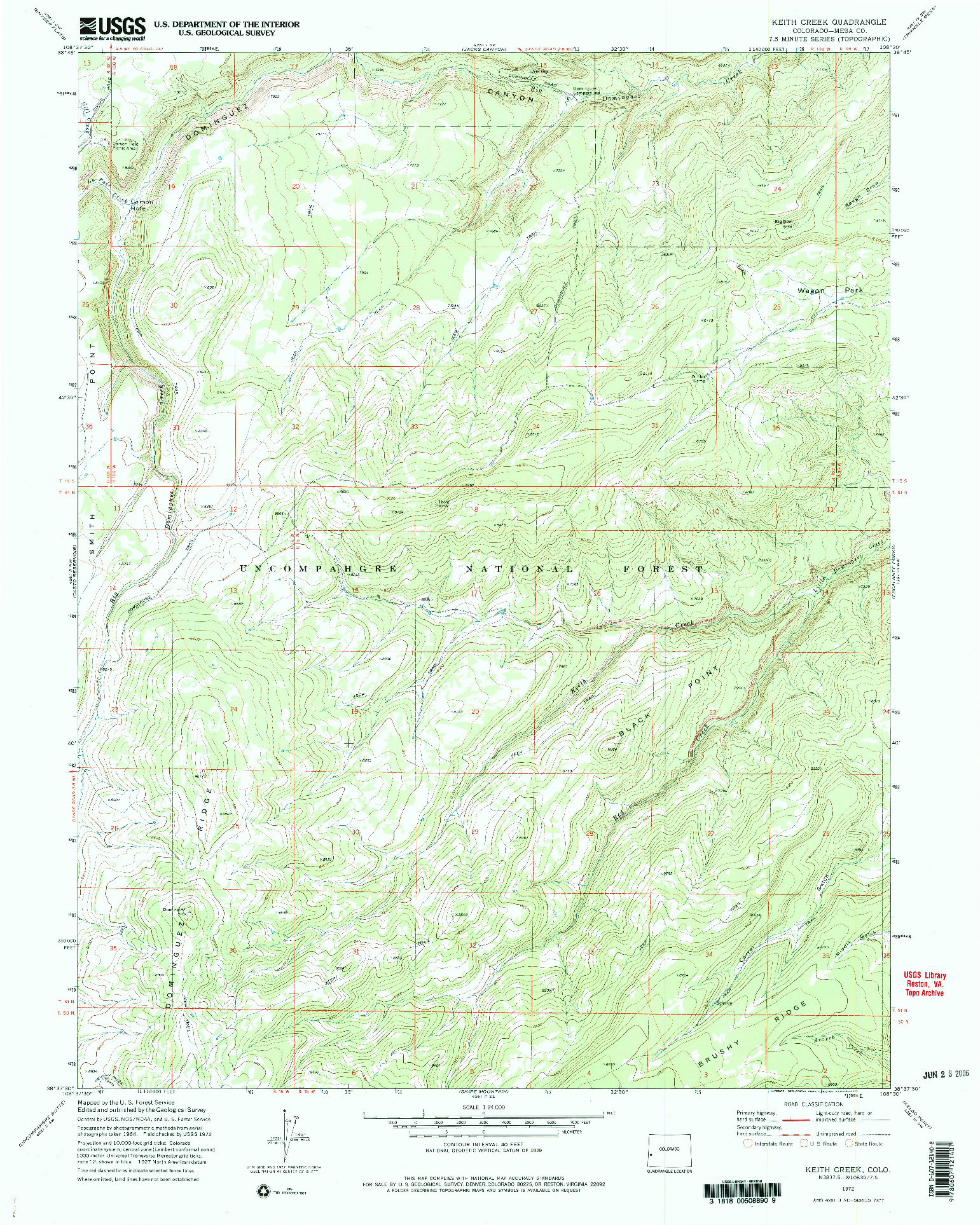 USGS 1:24000-SCALE QUADRANGLE FOR KEITH CREEK, CO 1972