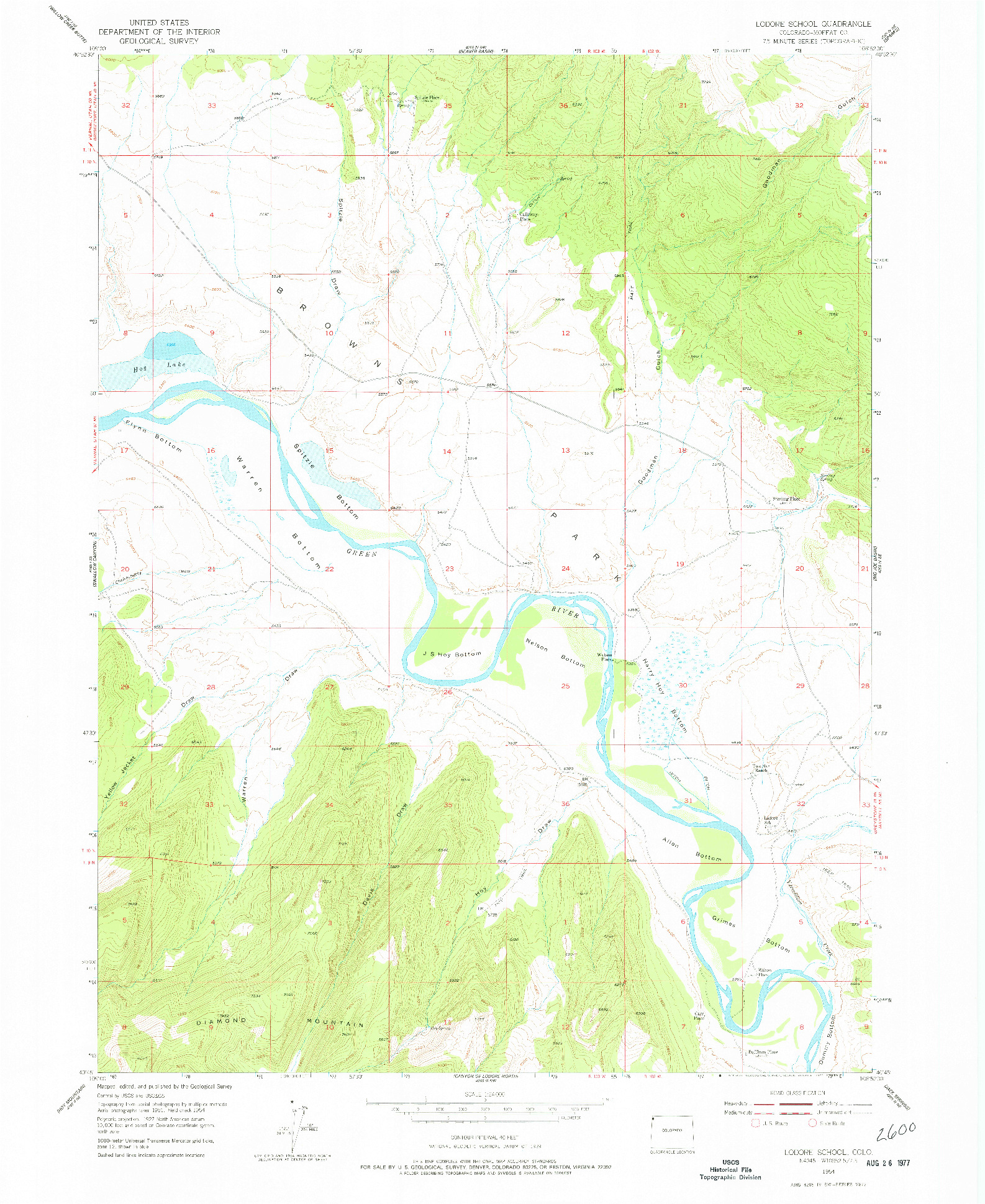 USGS 1:24000-SCALE QUADRANGLE FOR LODORE SCHOOL, CO 1954