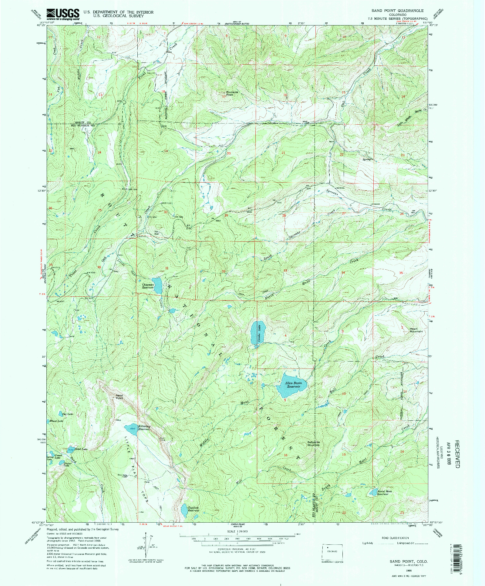 USGS 1:24000-SCALE QUADRANGLE FOR SAND POINT, CO 1966