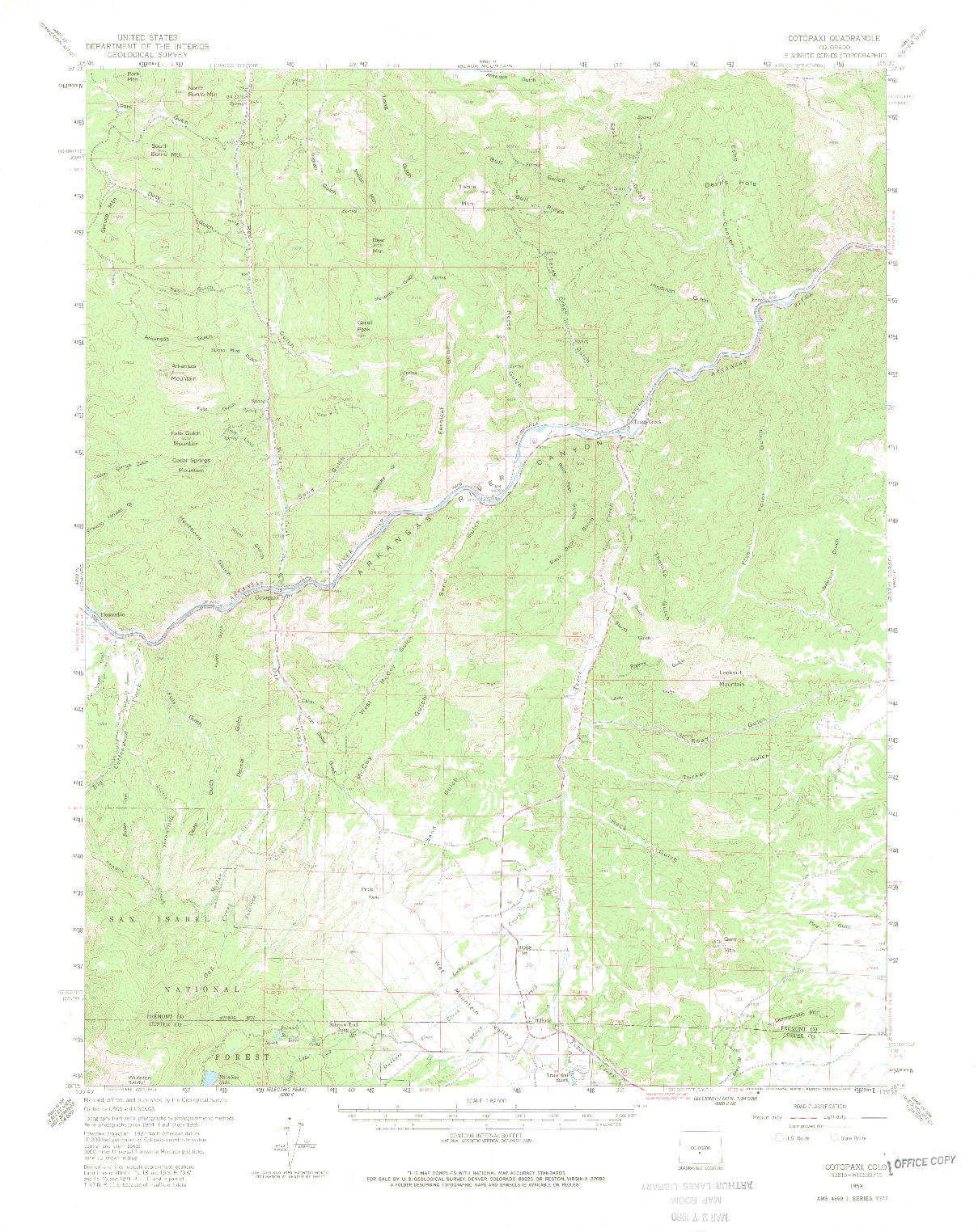 USGS 1:62500-SCALE QUADRANGLE FOR COTOPAXI, CO 1959