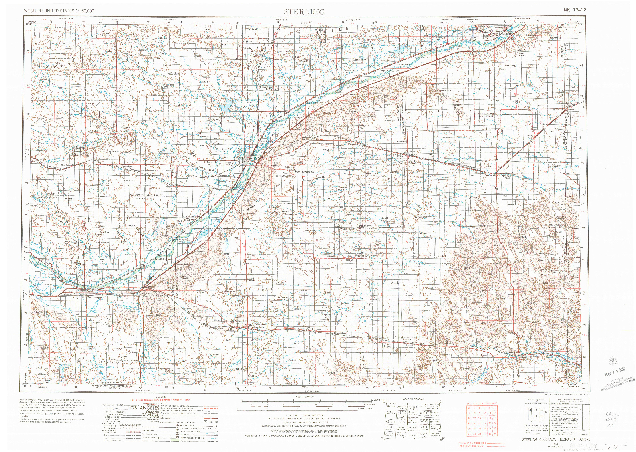 USGS 1:250000-SCALE QUADRANGLE FOR STERLING, CO 1954