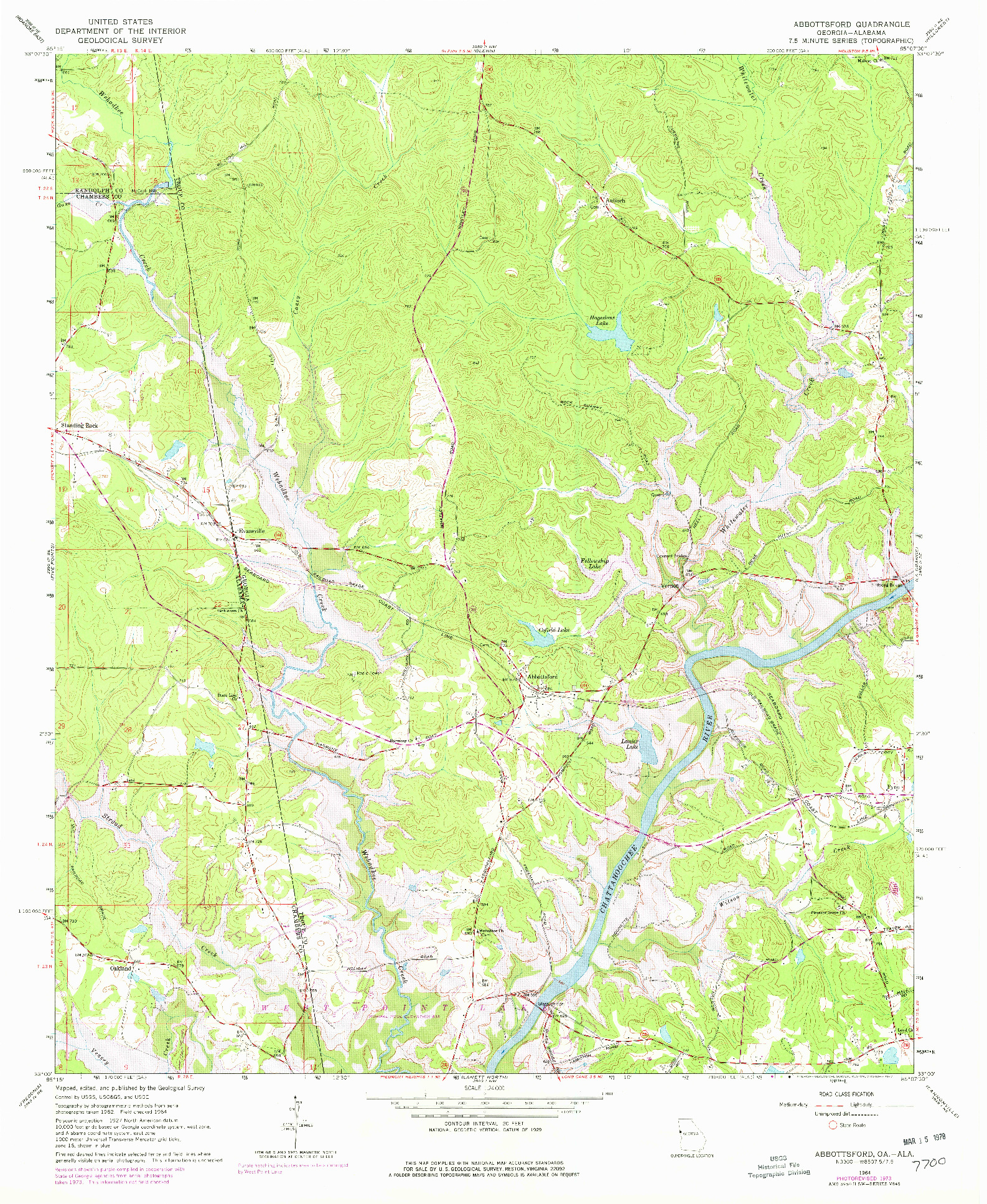 USGS 1:24000-SCALE QUADRANGLE FOR ABBOTTSFORD, GA 1964