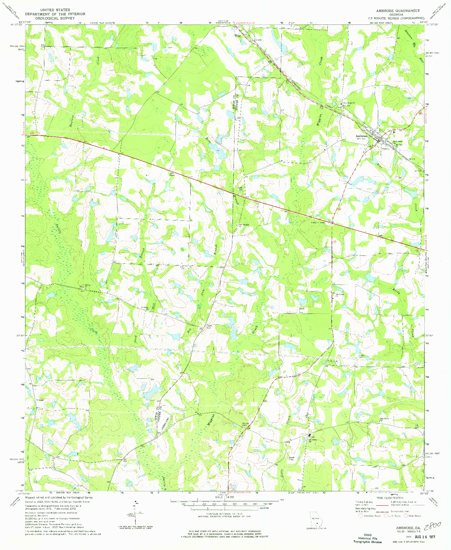 USGS 1:24000-SCALE QUADRANGLE FOR AMBROSE, GA 1972