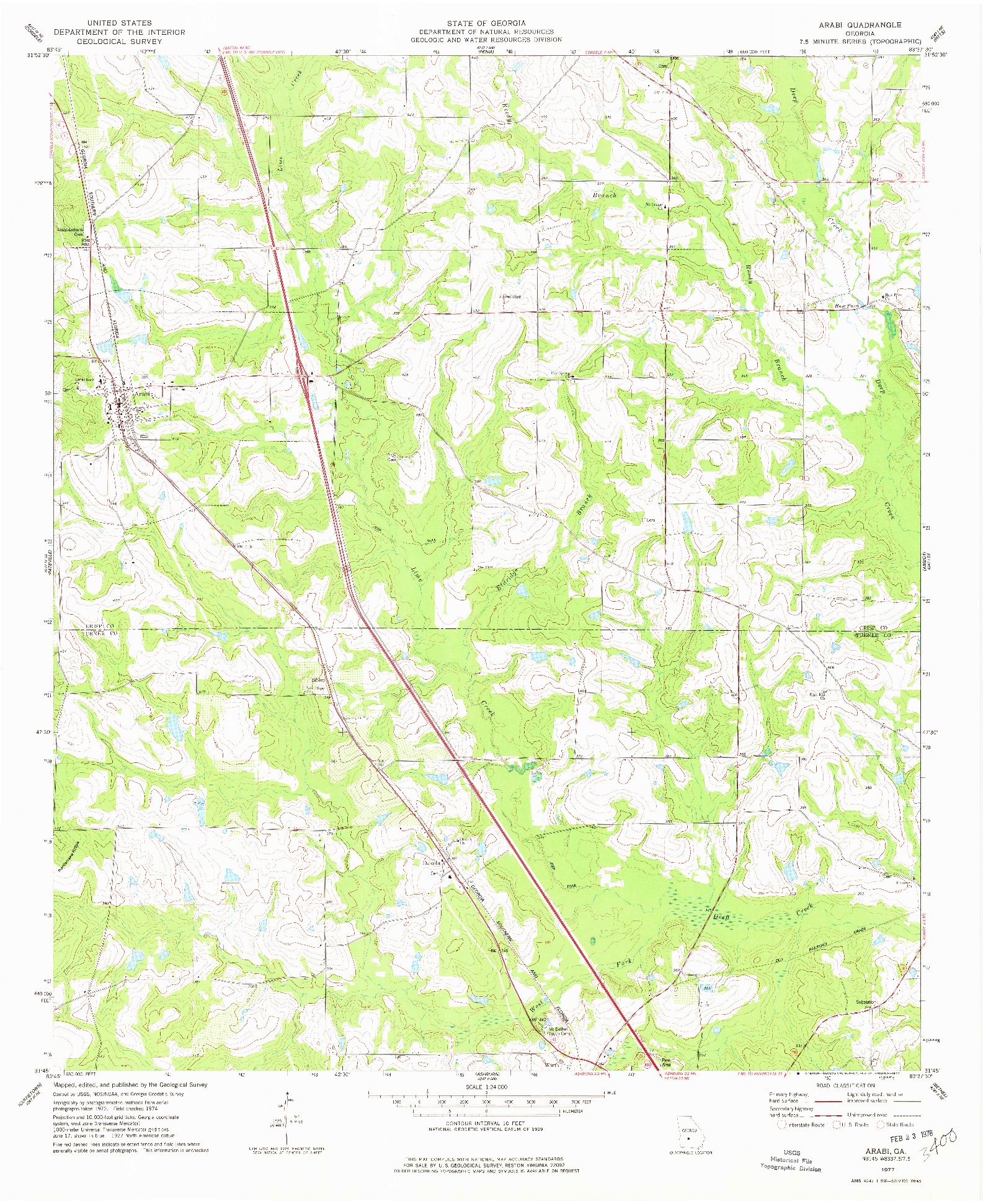 USGS 1:24000-SCALE QUADRANGLE FOR ARABI, GA 1977