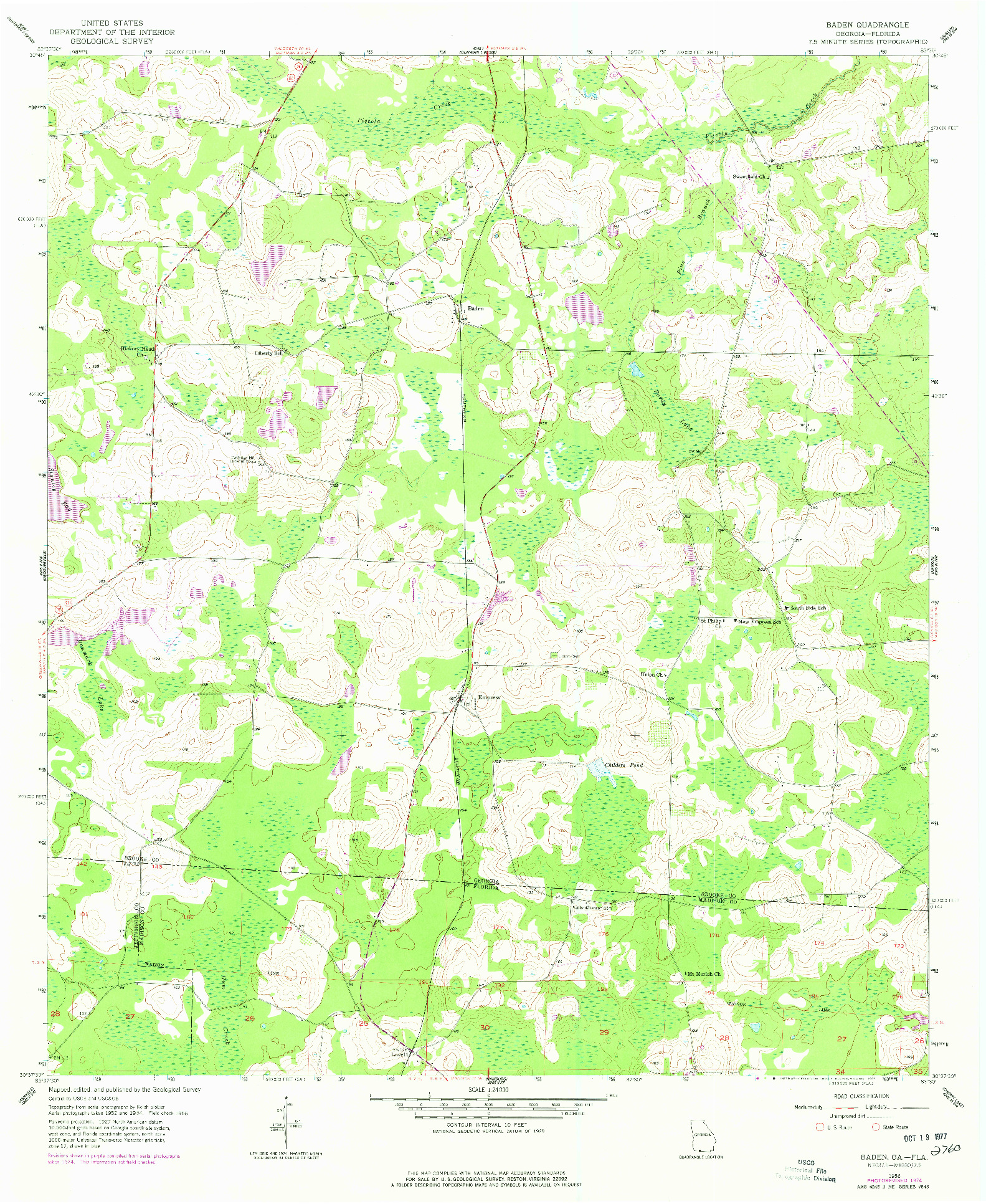 USGS 1:24000-SCALE QUADRANGLE FOR BADEN, GA 1956