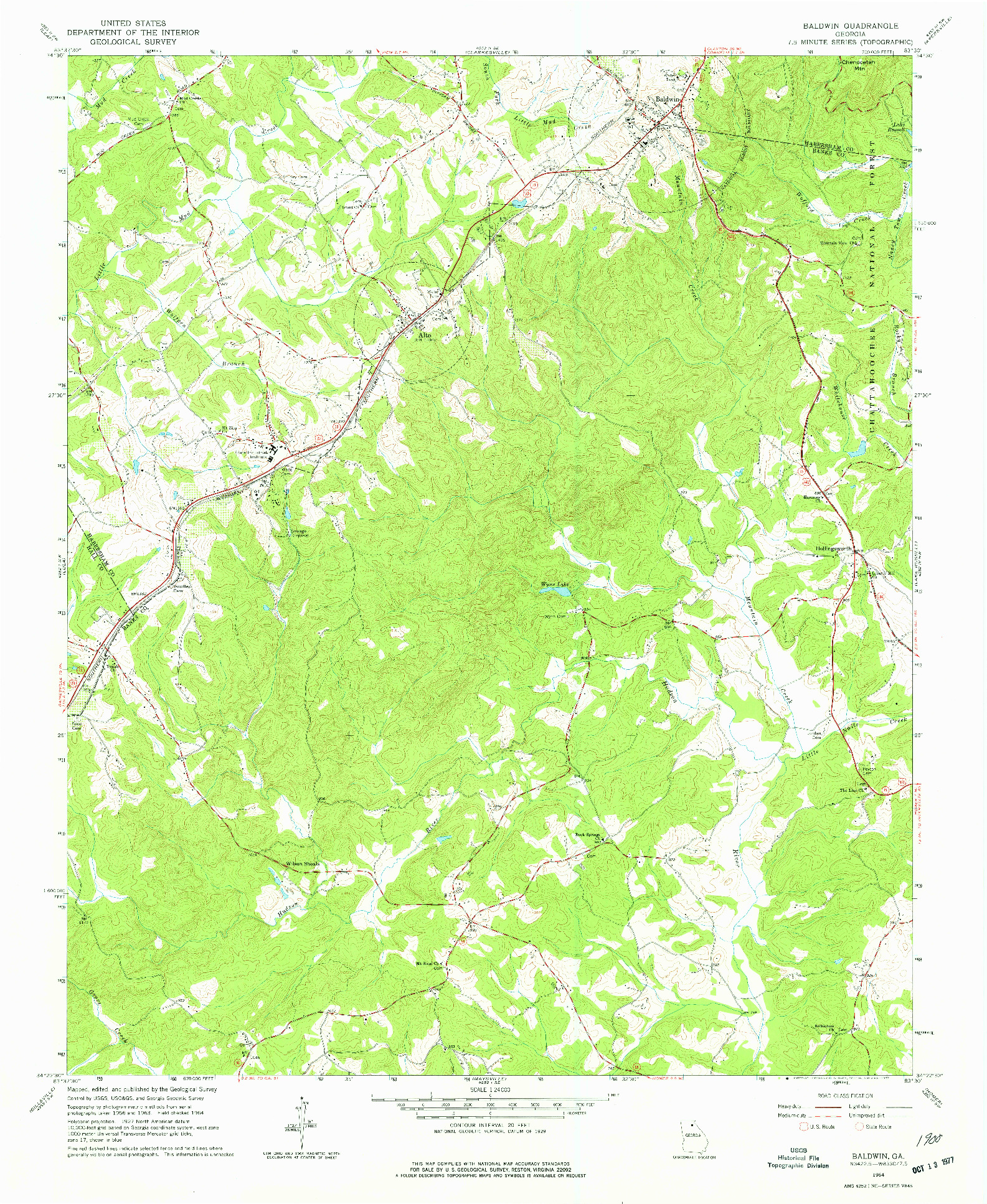 USGS 1:24000-SCALE QUADRANGLE FOR BALDWIN, GA 1964