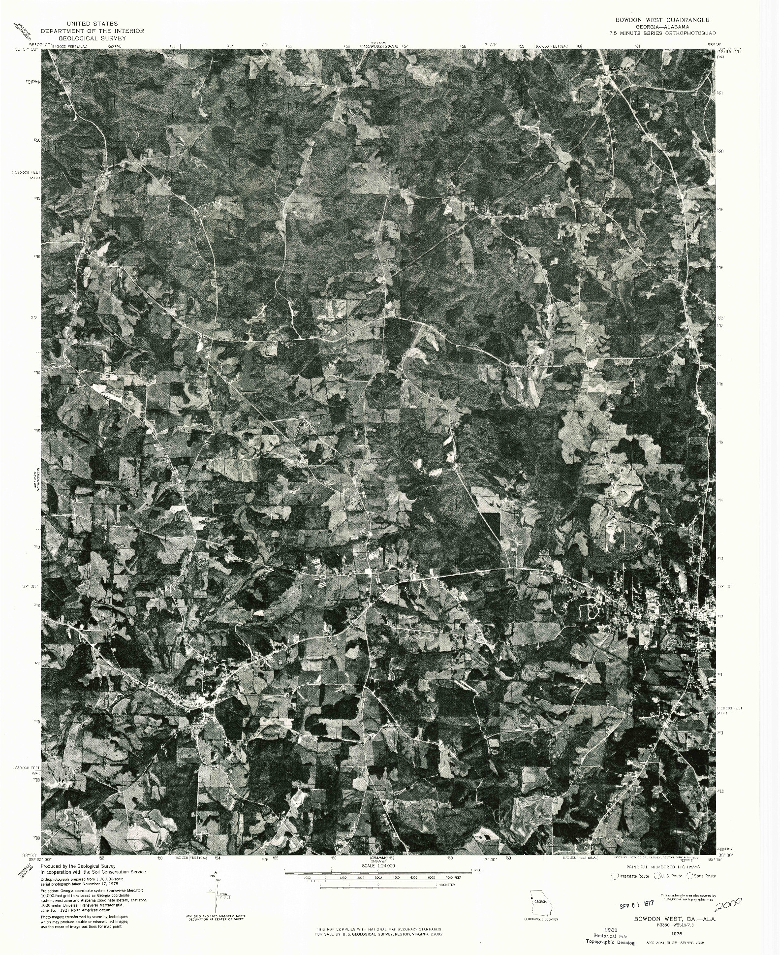 USGS 1:24000-SCALE QUADRANGLE FOR BOWDON WEST, GA 1975