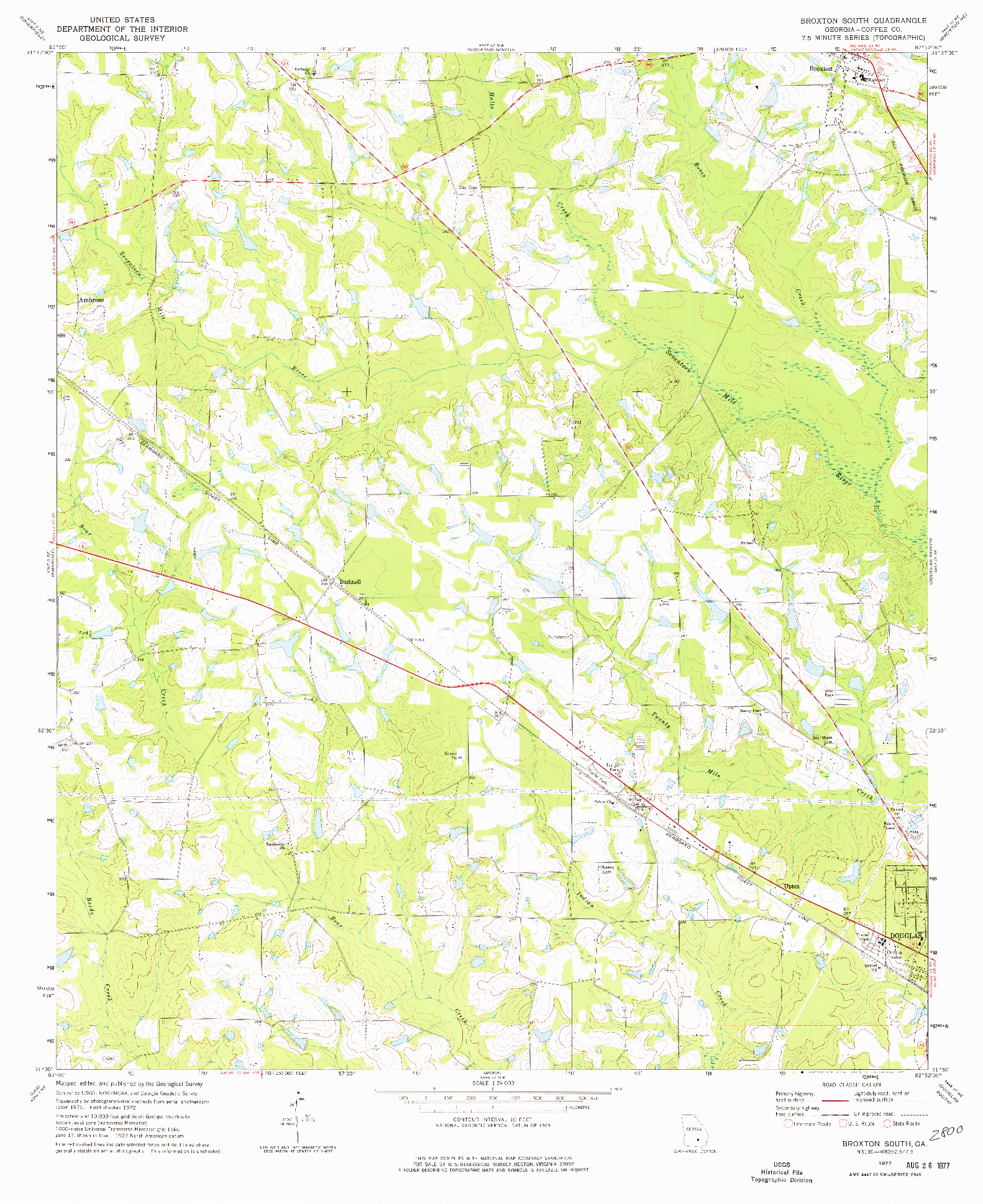 USGS 1:24000-SCALE QUADRANGLE FOR BROXTON SOUTH, GA 1977