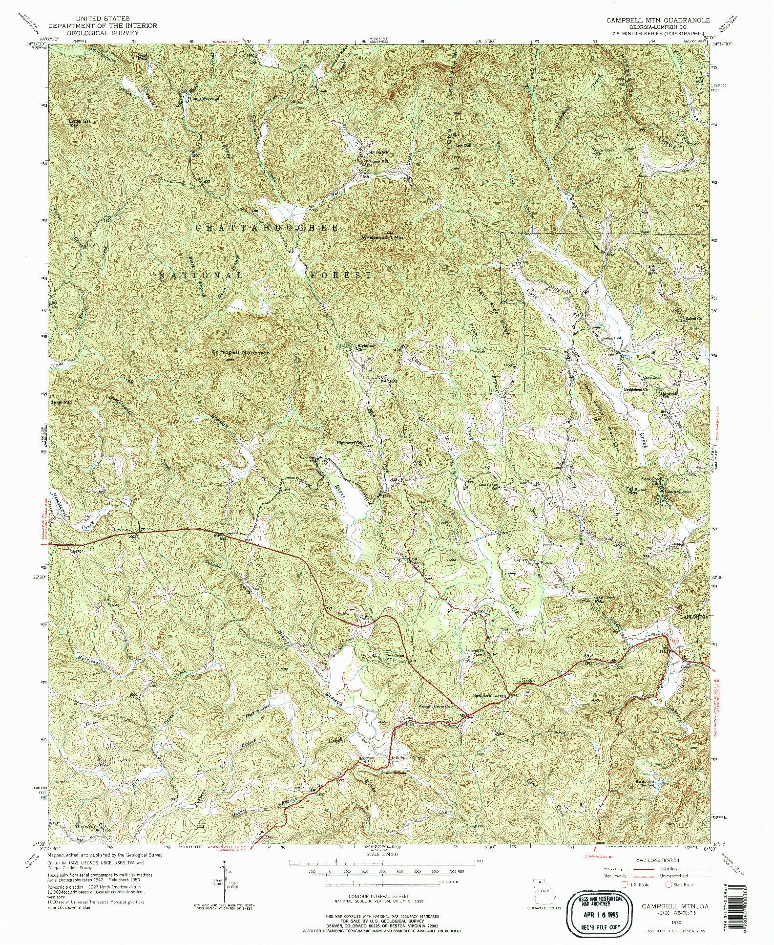 USGS 1:24000-SCALE QUADRANGLE FOR CAMPBELL MTN, GA 1950