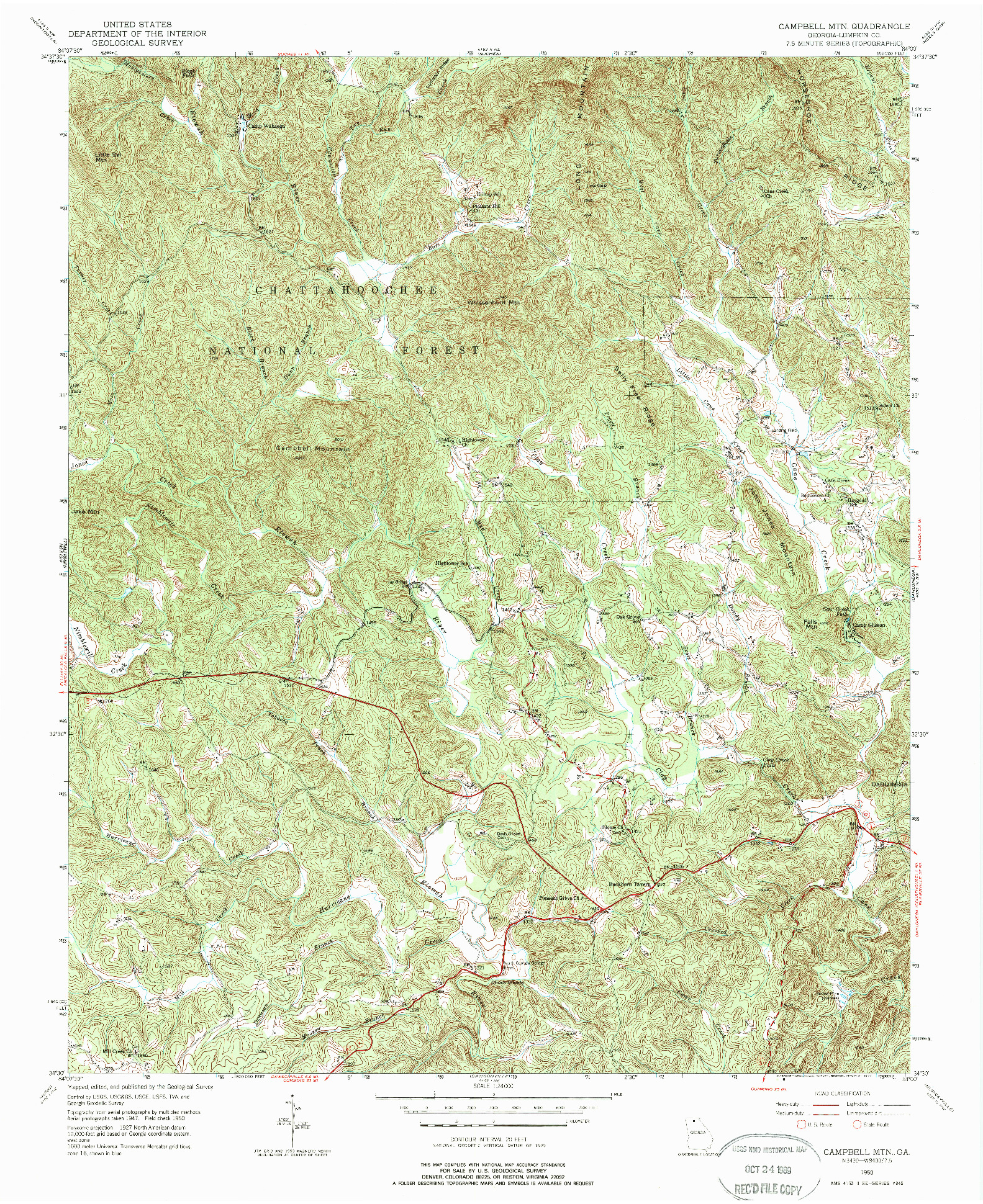 USGS 1:24000-SCALE QUADRANGLE FOR CAMPBELL MTN, GA 1950