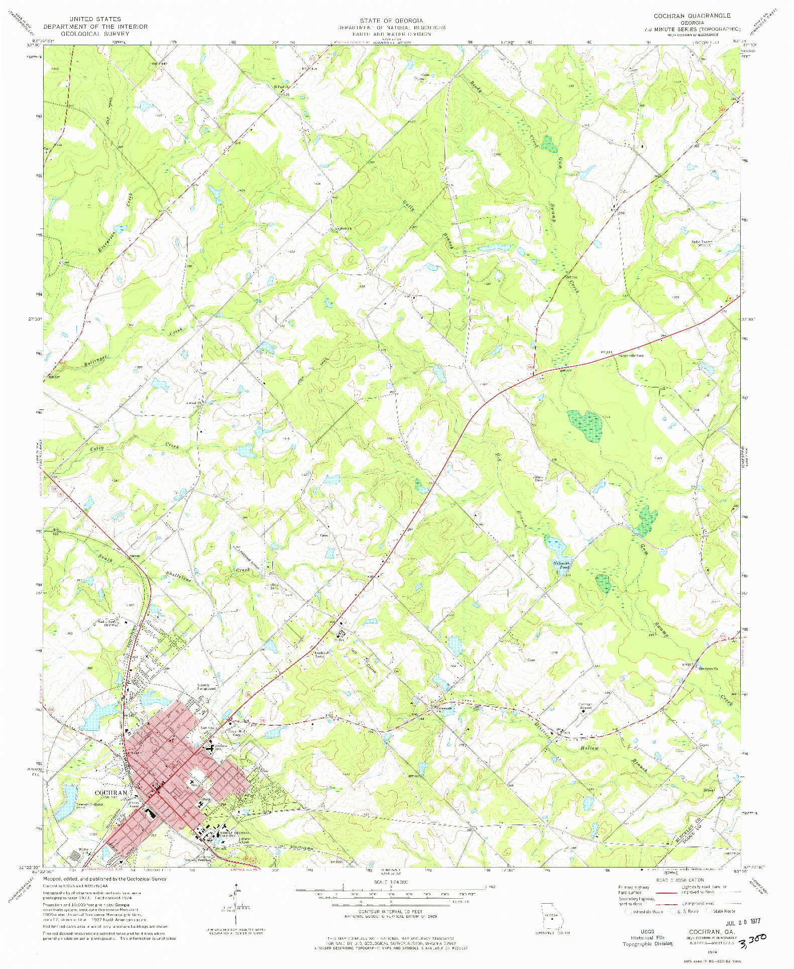 USGS 1:24000-SCALE QUADRANGLE FOR COCHRAN, GA 1974