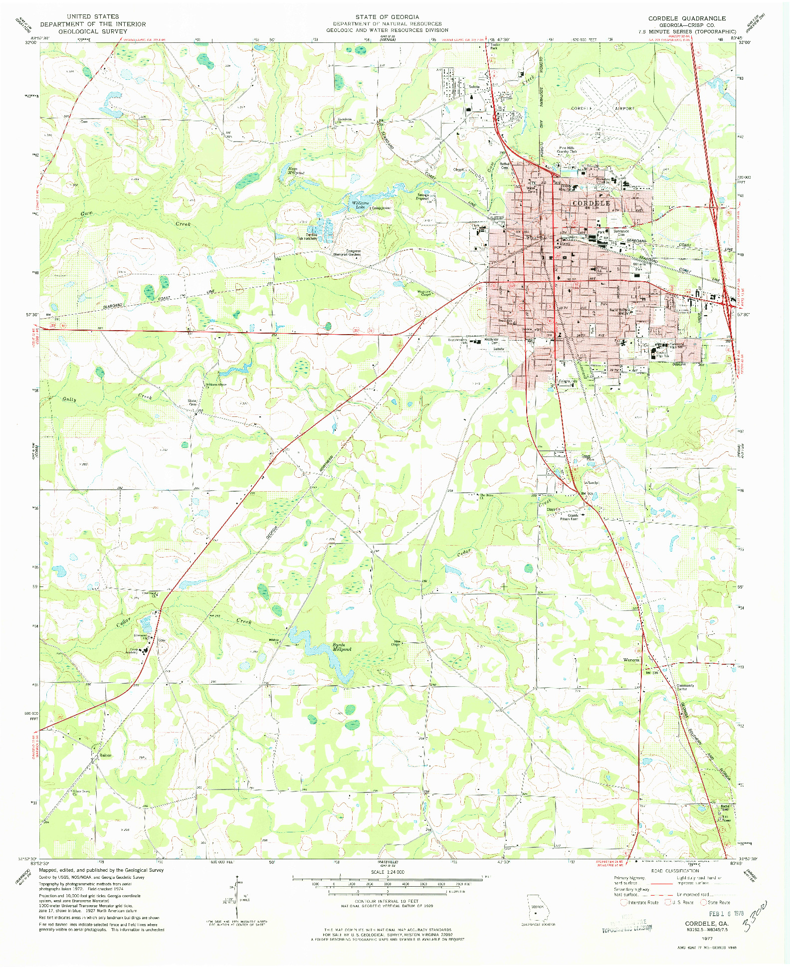 USGS 1:24000-SCALE QUADRANGLE FOR CORDELE, GA 1977