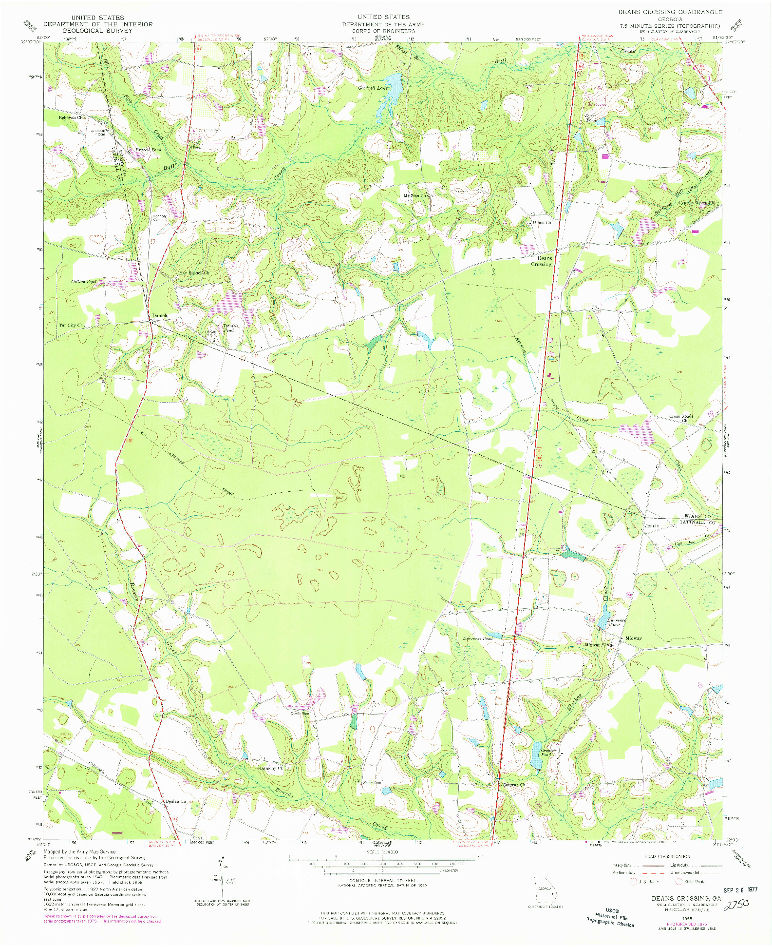 USGS 1:24000-SCALE QUADRANGLE FOR DEANS CROSSING, GA 1958