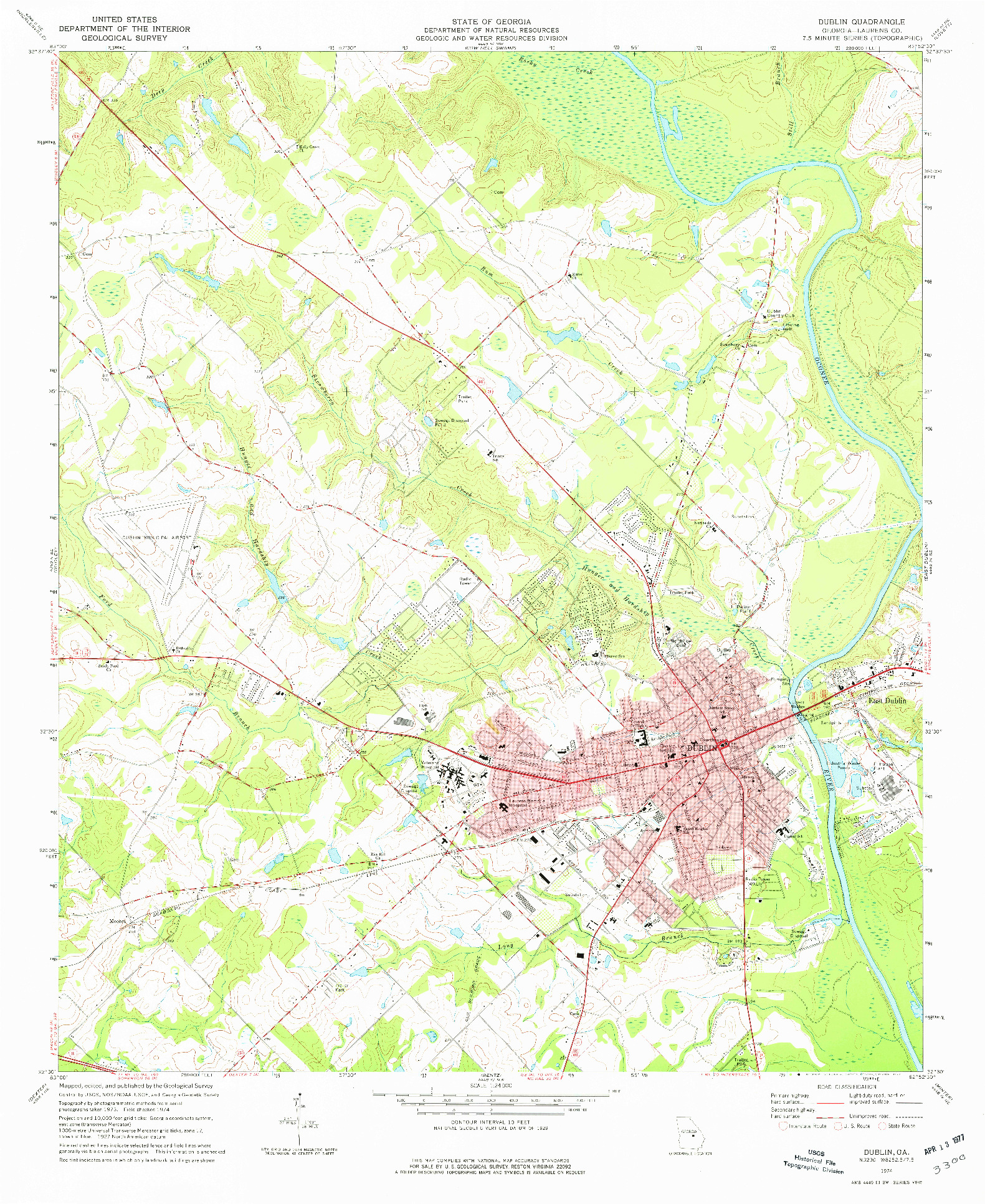 USGS 1:24000-SCALE QUADRANGLE FOR DUBLIN, GA 1974