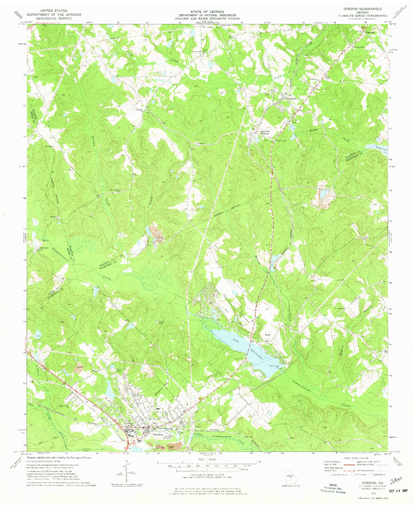 USGS 1:24000-SCALE QUADRANGLE FOR GORDON, GA 1973