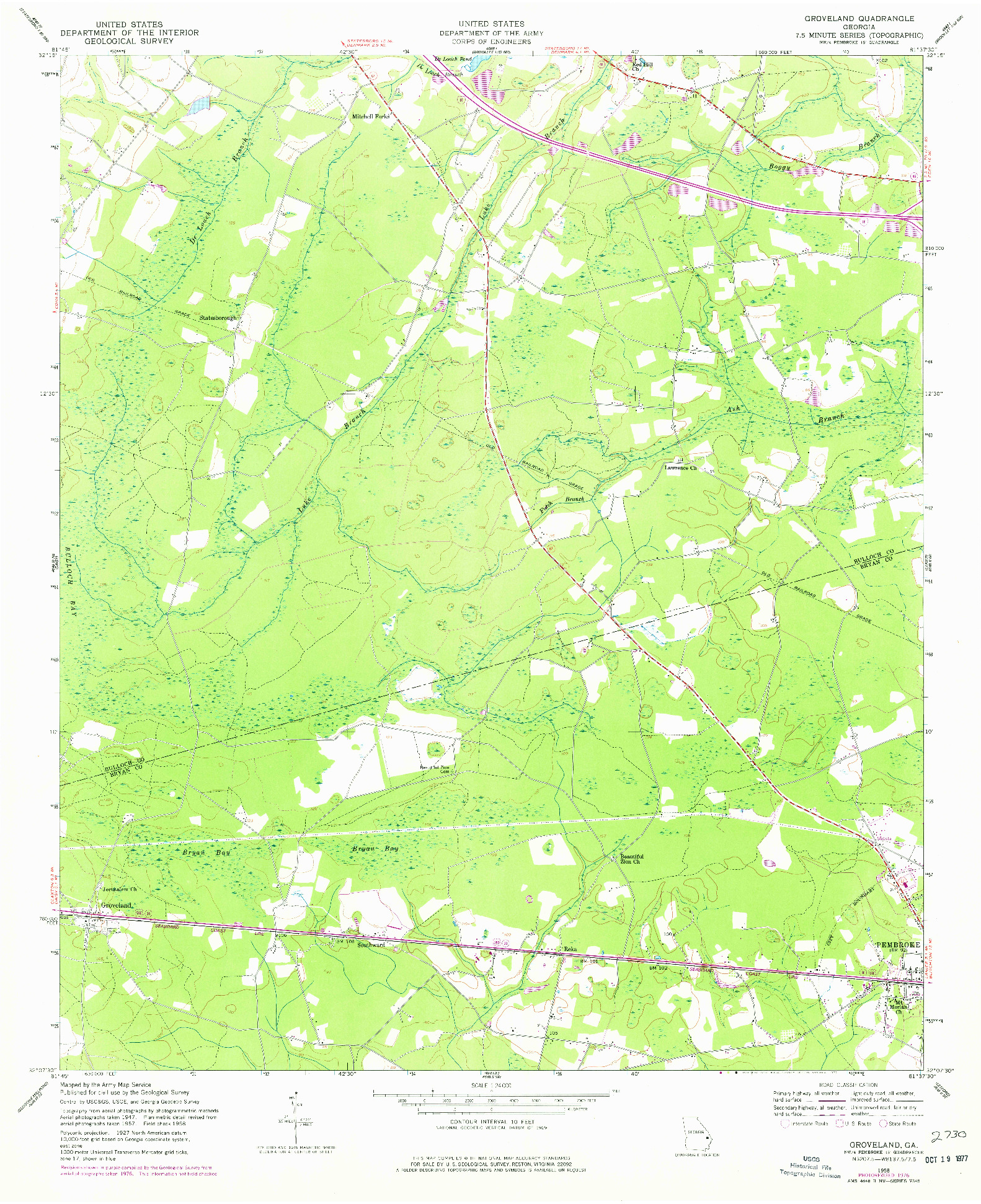 USGS 1:24000-SCALE QUADRANGLE FOR GROVELAND, GA 1976