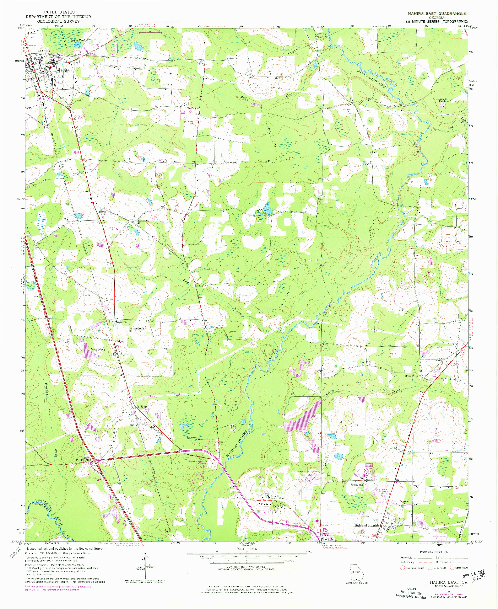 USGS 1:24000-SCALE QUADRANGLE FOR HAHIRA EAST, GA 1961