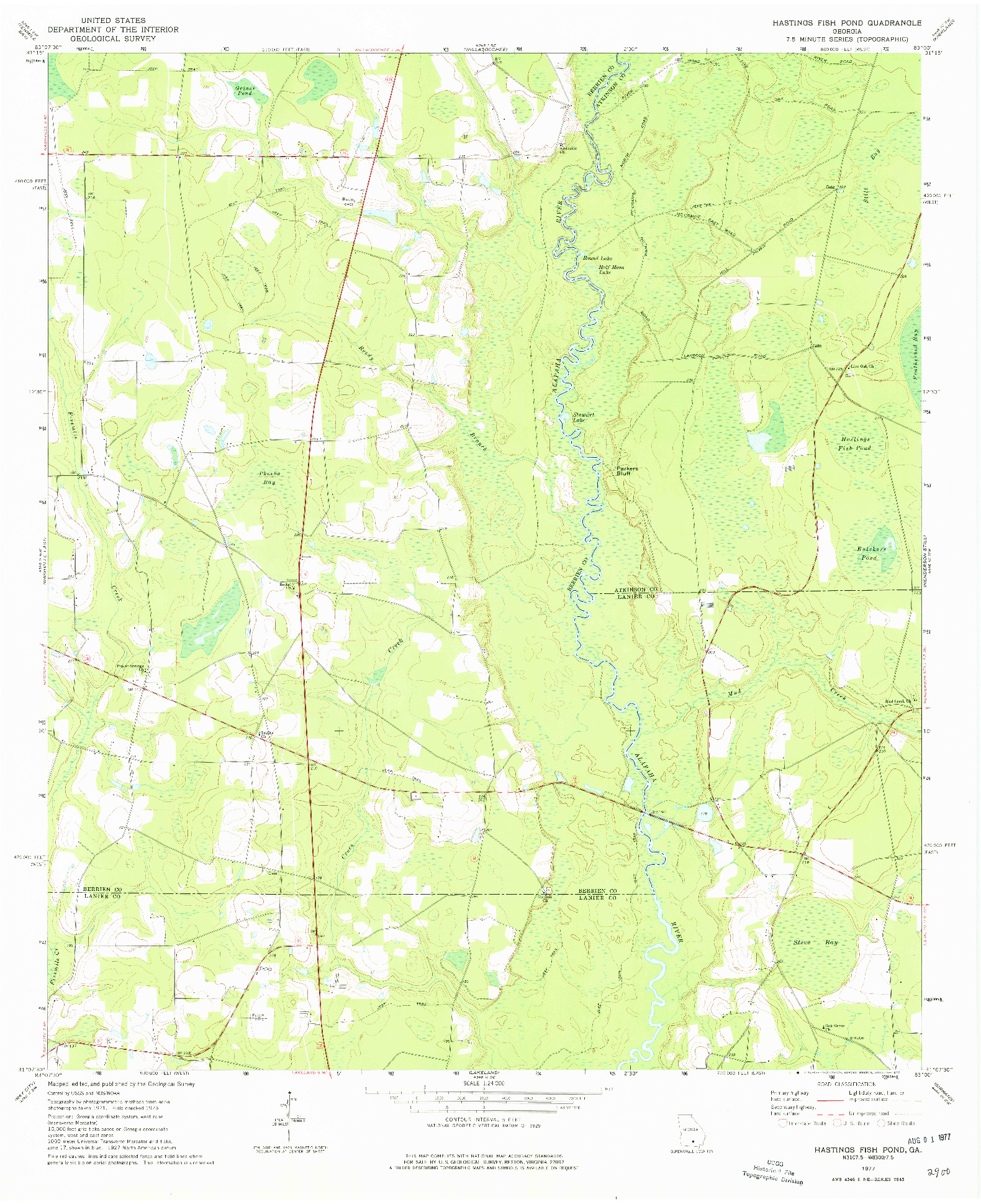 USGS 1:24000-SCALE QUADRANGLE FOR HASTINGS FISH POND, GA 1977