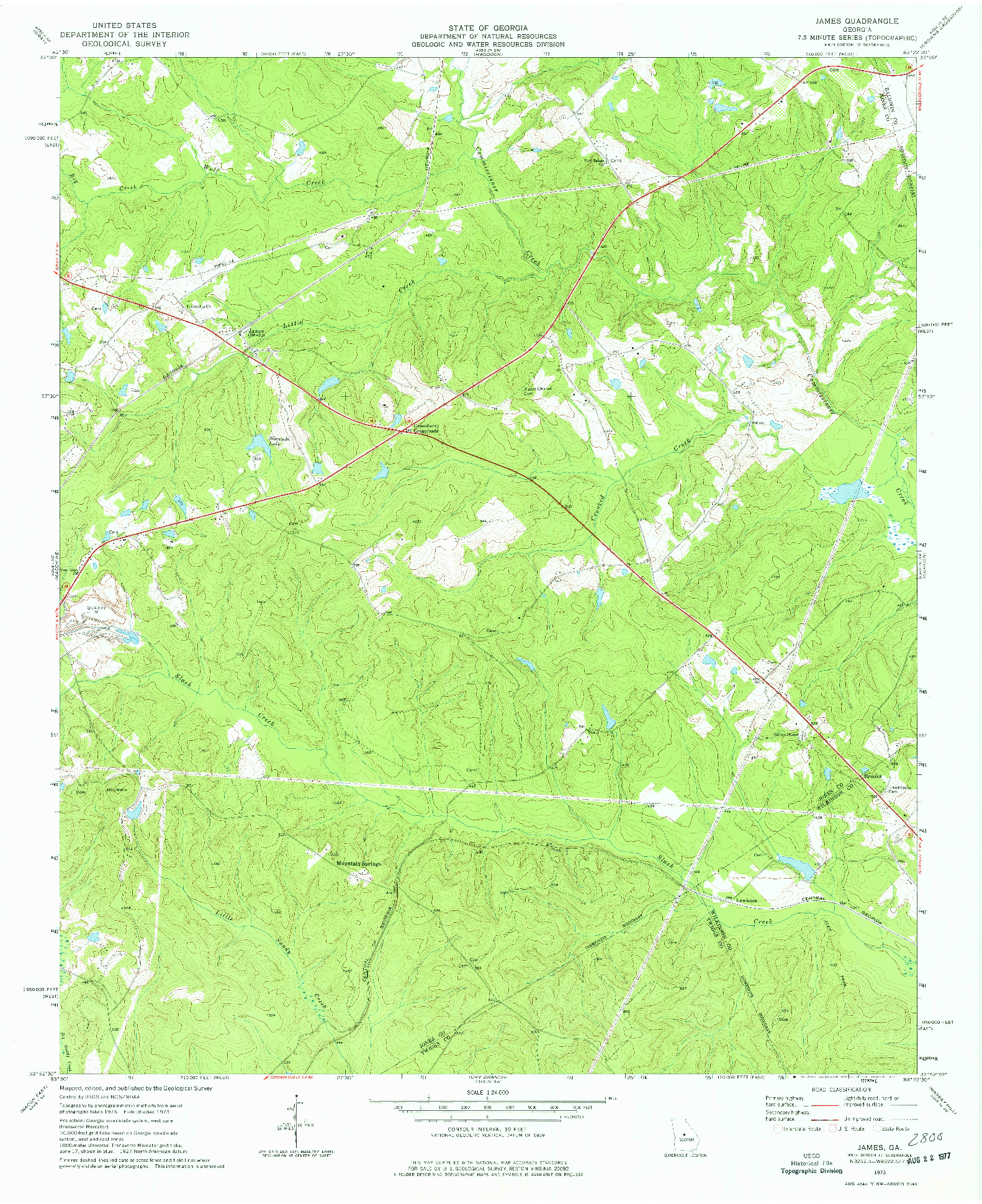 USGS 1:24000-SCALE QUADRANGLE FOR JAMES, GA 1973