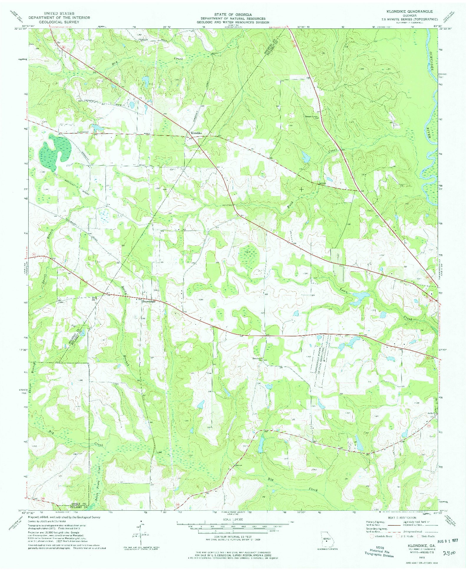 USGS 1:24000-SCALE QUADRANGLE FOR KLONDIKE, GA 1973