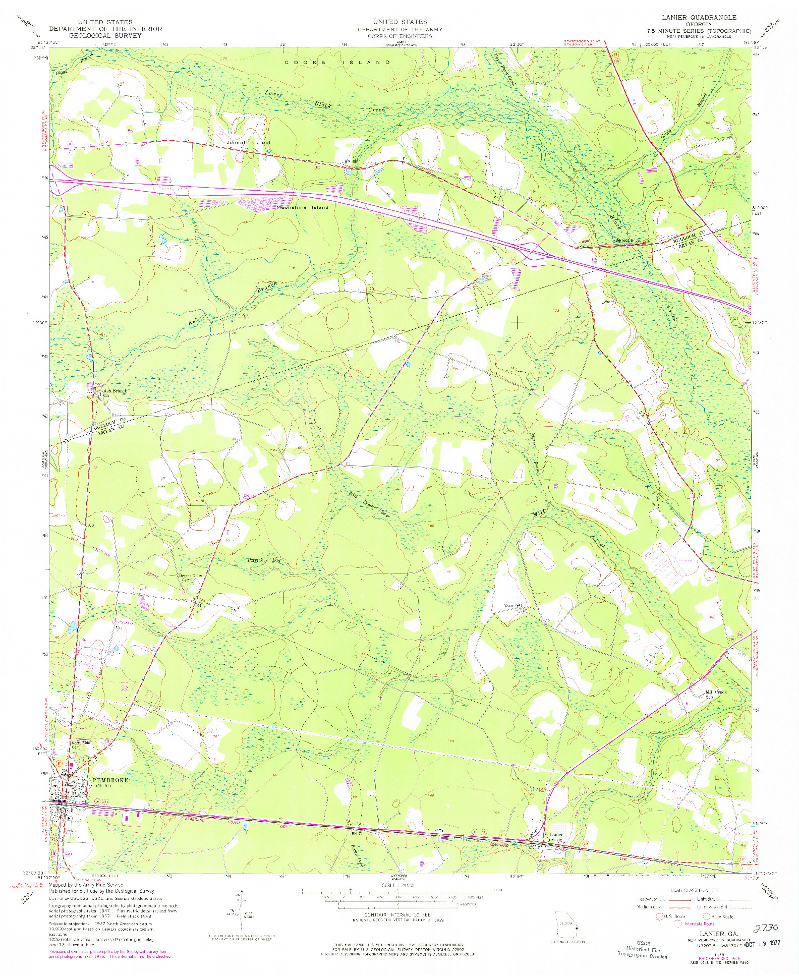USGS 1:24000-SCALE QUADRANGLE FOR LANIER, GA 1958