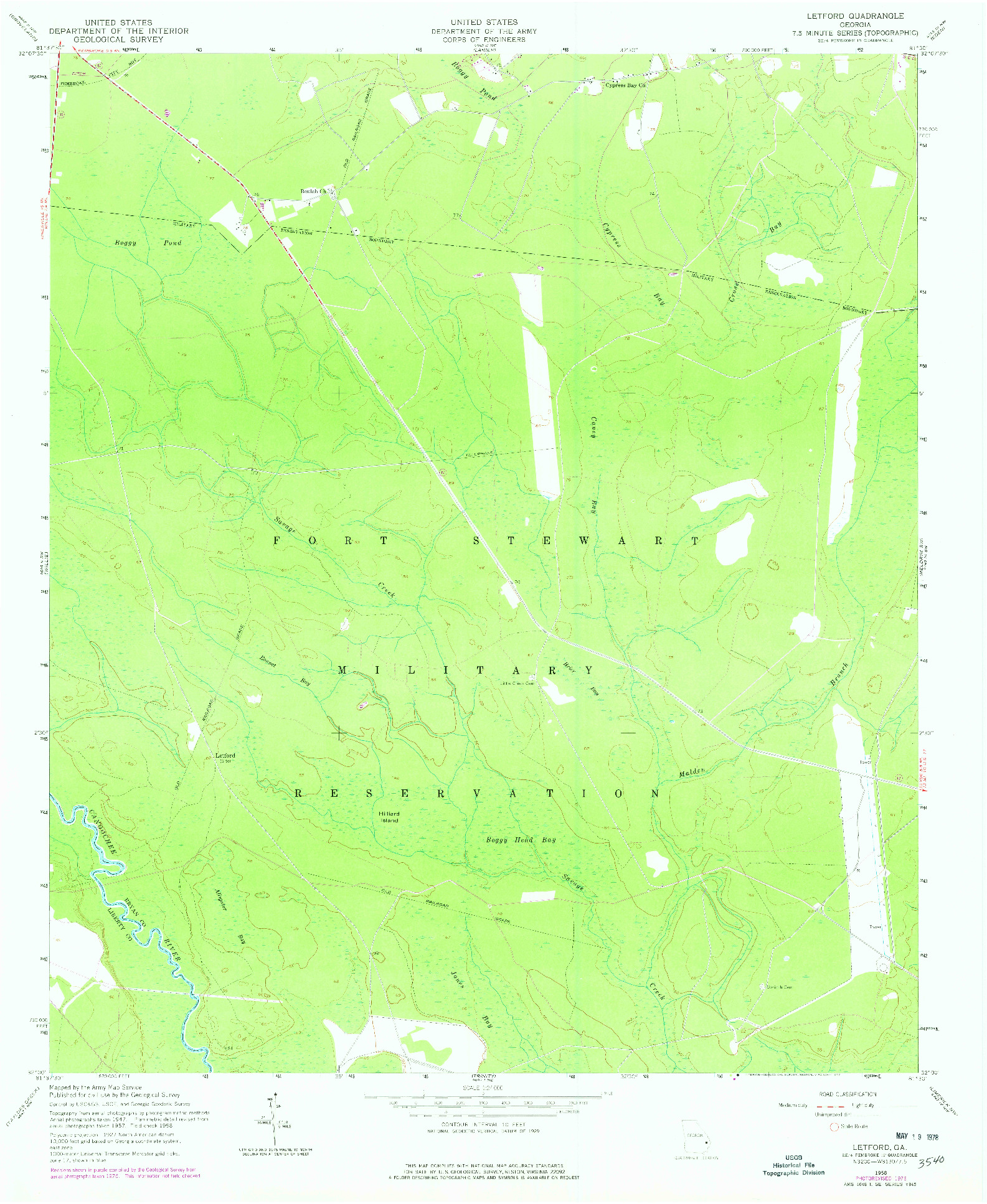 USGS 1:24000-SCALE QUADRANGLE FOR LETFORD, GA 1958