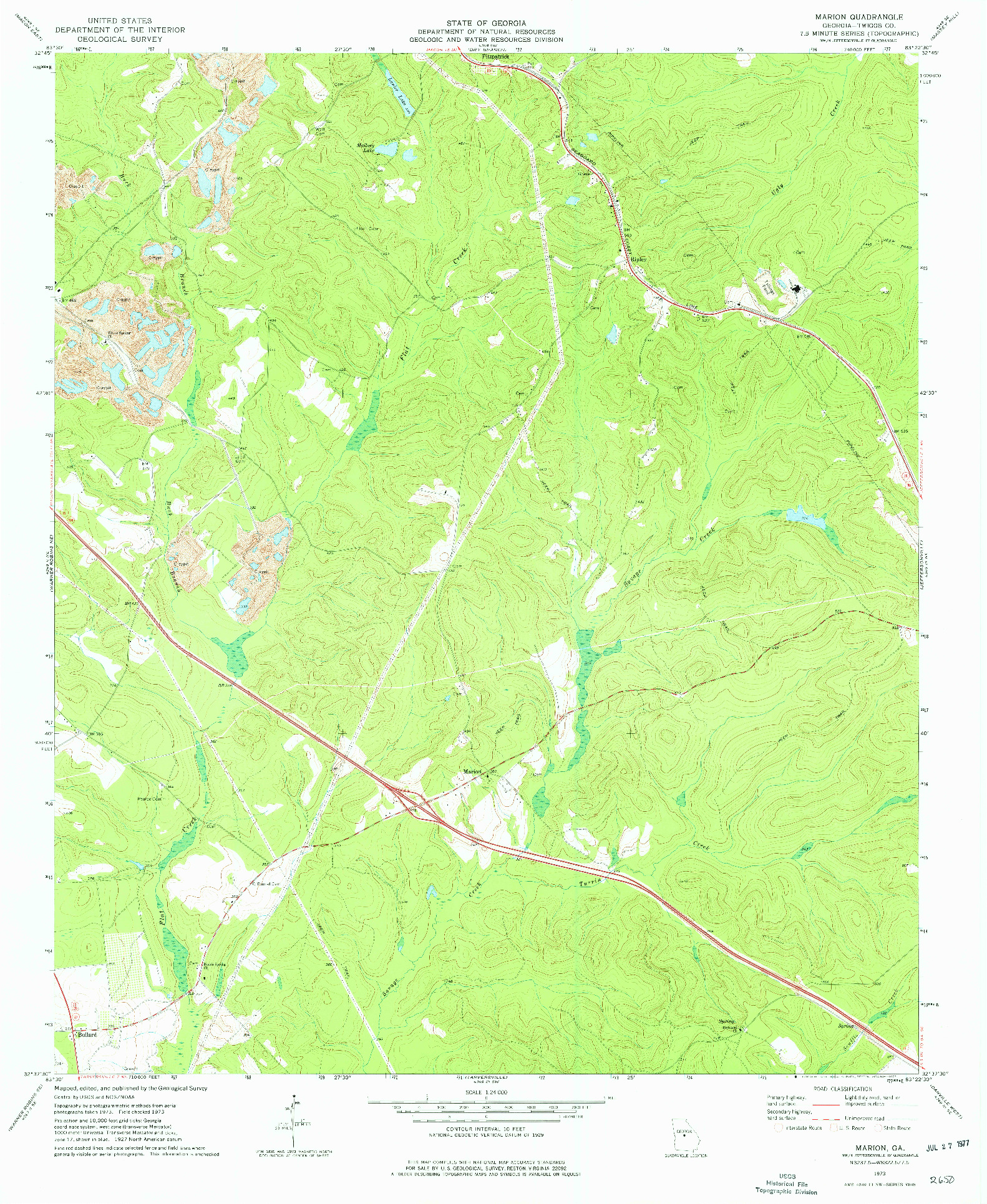 USGS 1:24000-SCALE QUADRANGLE FOR MARION, GA 1973