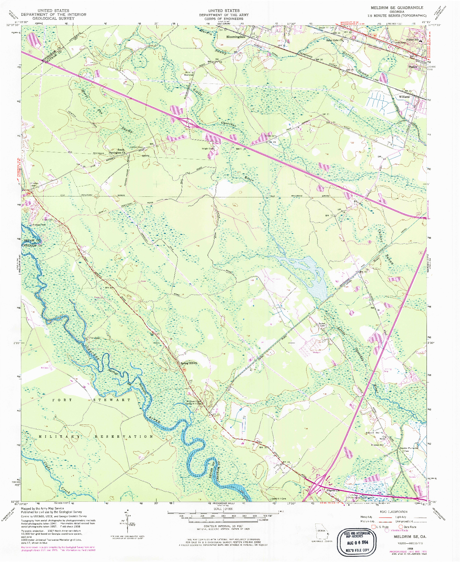 USGS 1:24000-SCALE QUADRANGLE FOR MELDRIM SE, GA 1958