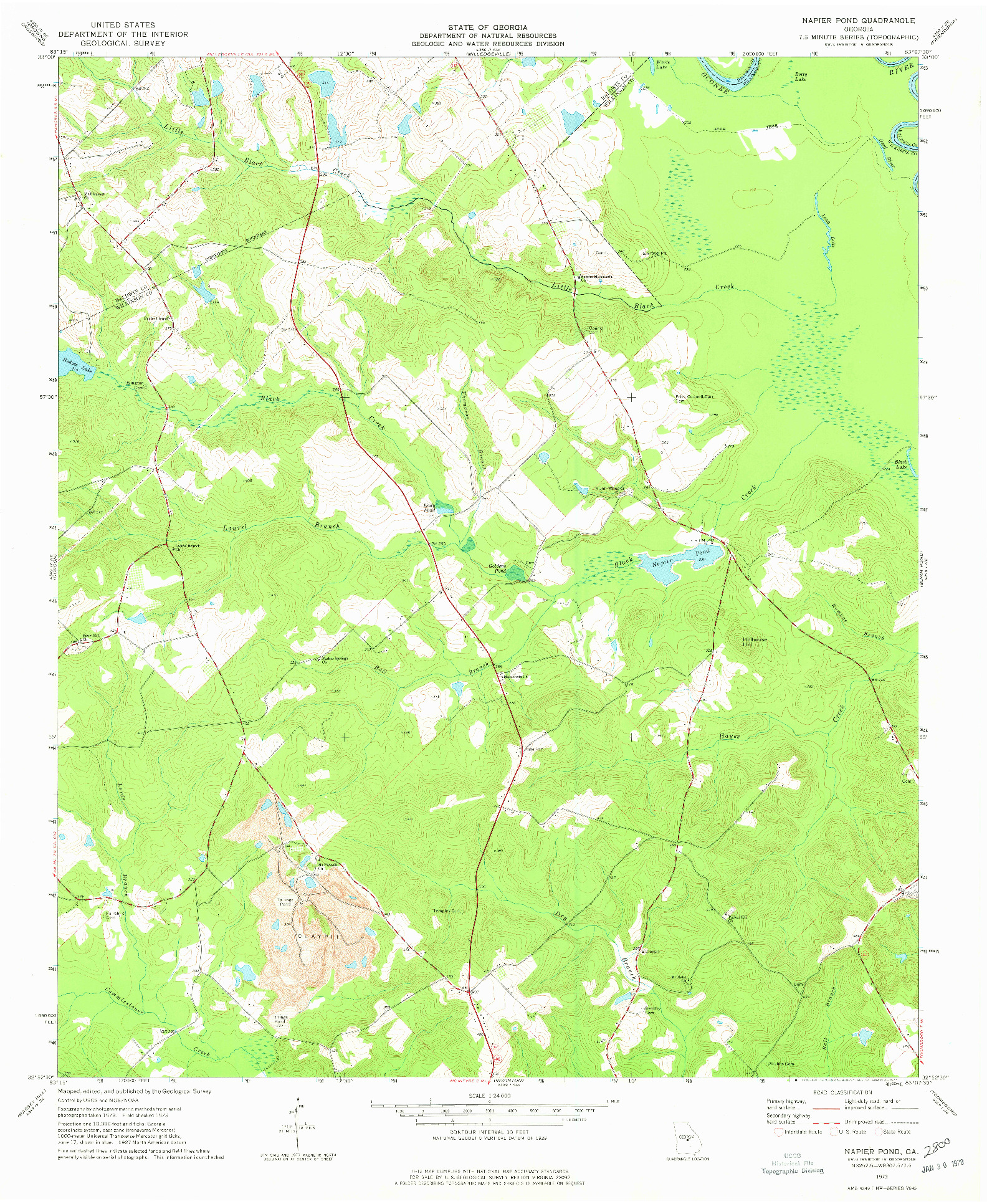 USGS 1:24000-SCALE QUADRANGLE FOR NAPIER POND, GA 1973