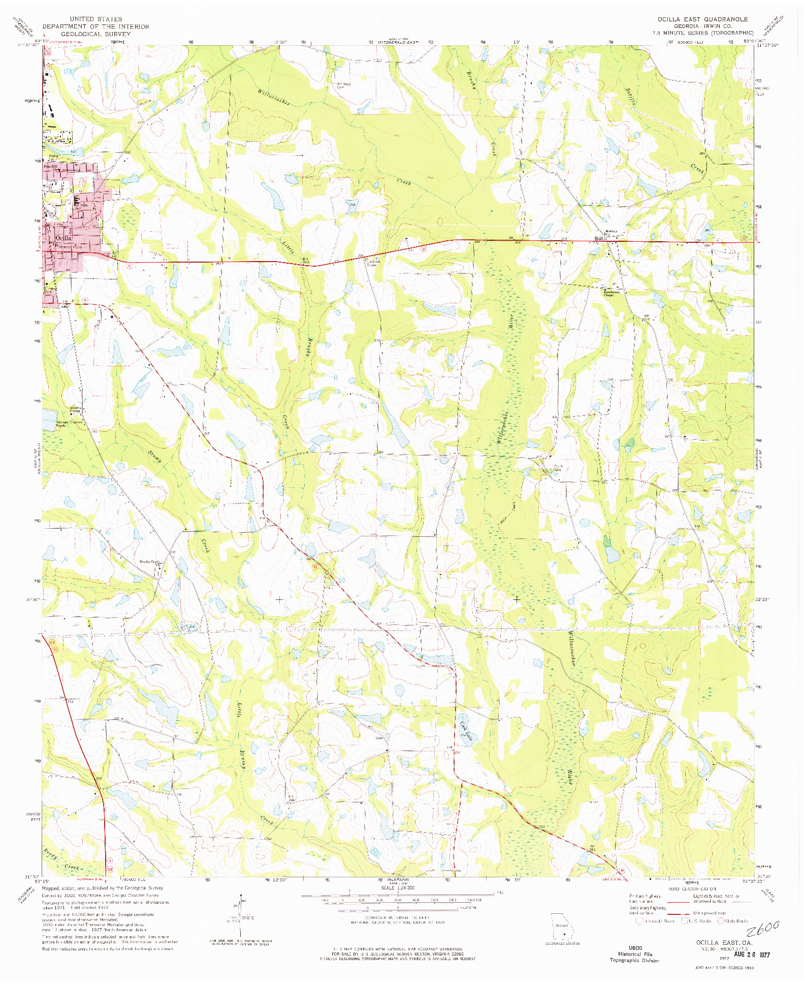 USGS 1:24000-SCALE QUADRANGLE FOR OCILLA EAST, GA 1972