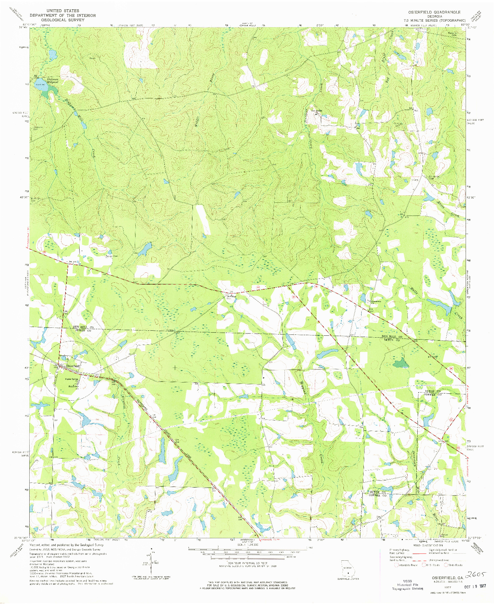 USGS 1:24000-SCALE QUADRANGLE FOR OSIERFIELD, GA 1977