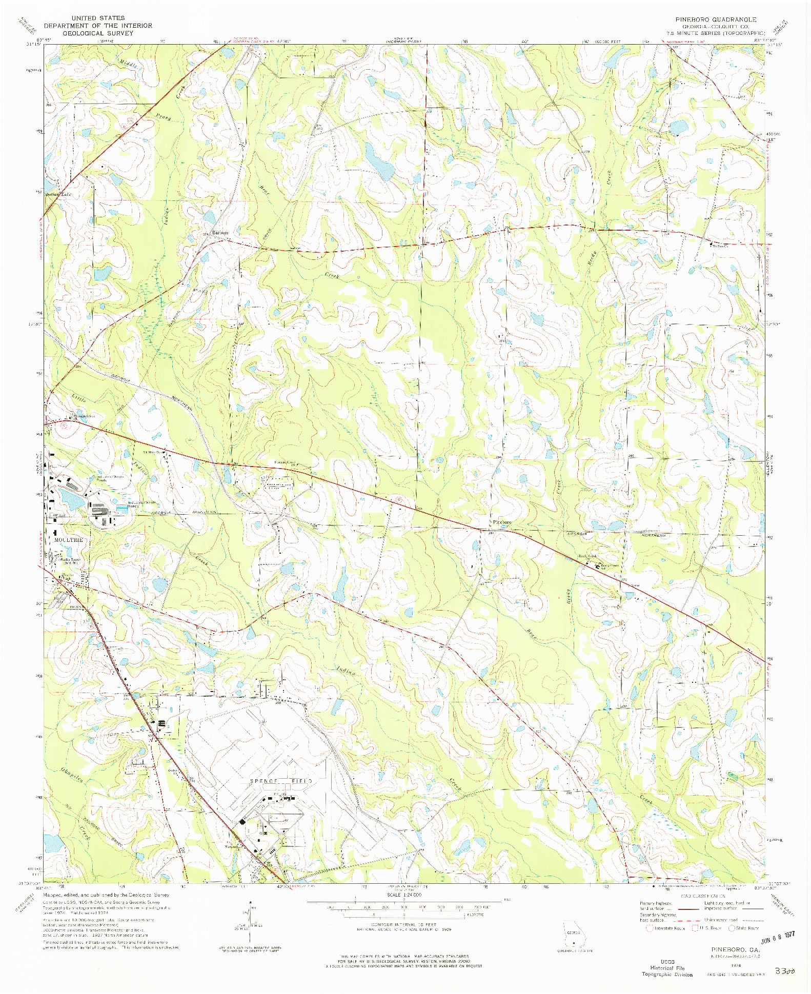 USGS 1:24000-SCALE QUADRANGLE FOR PINEBORO, GA 1974