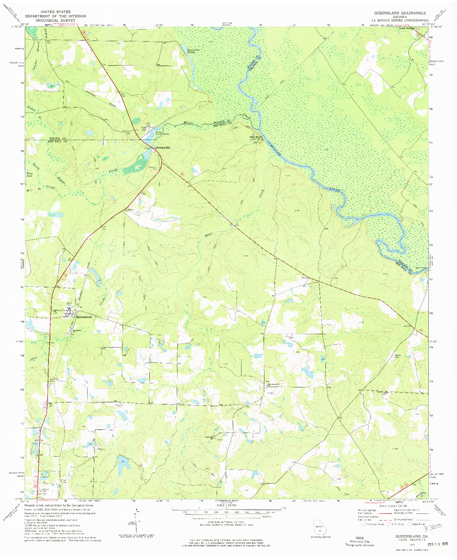 USGS 1:24000-SCALE QUADRANGLE FOR QUEENSLAND, GA 1977