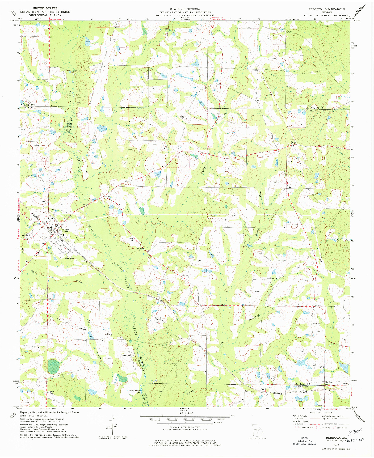 USGS 1:24000-SCALE QUADRANGLE FOR REBECCA, GA 1974