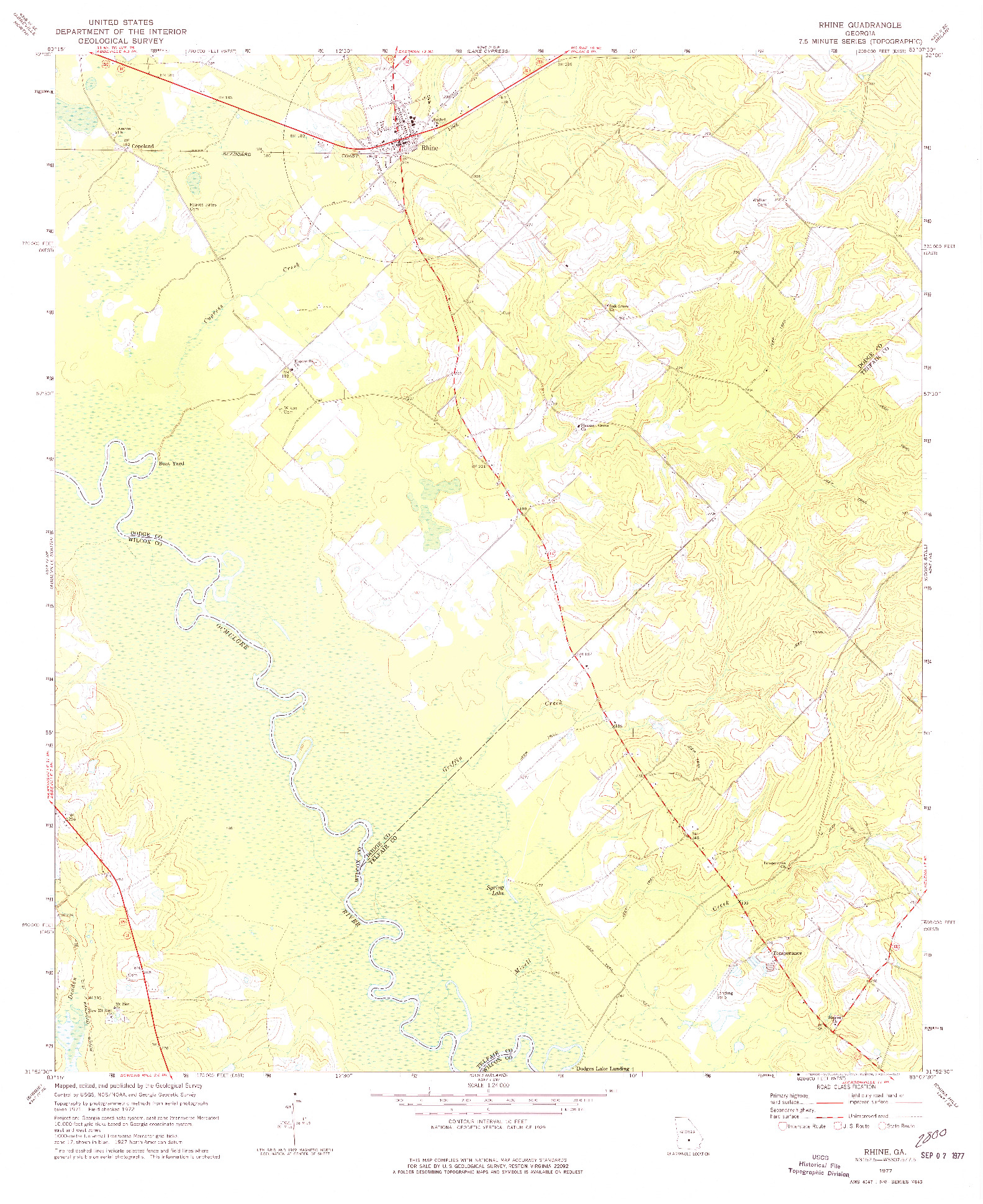 USGS 1:24000-SCALE QUADRANGLE FOR RHINE, GA 1977