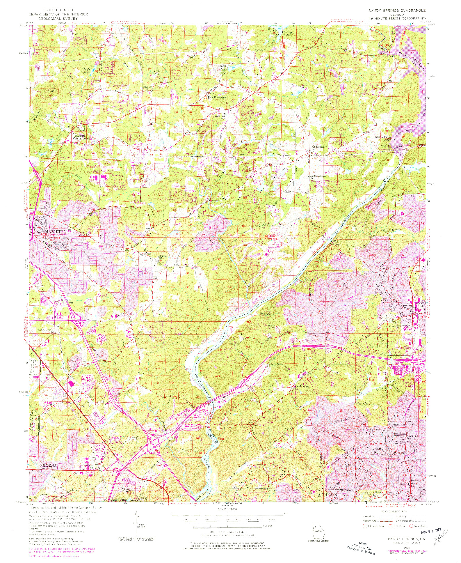 USGS 1:24000-SCALE QUADRANGLE FOR SANDY SPRINGS, GA 1955