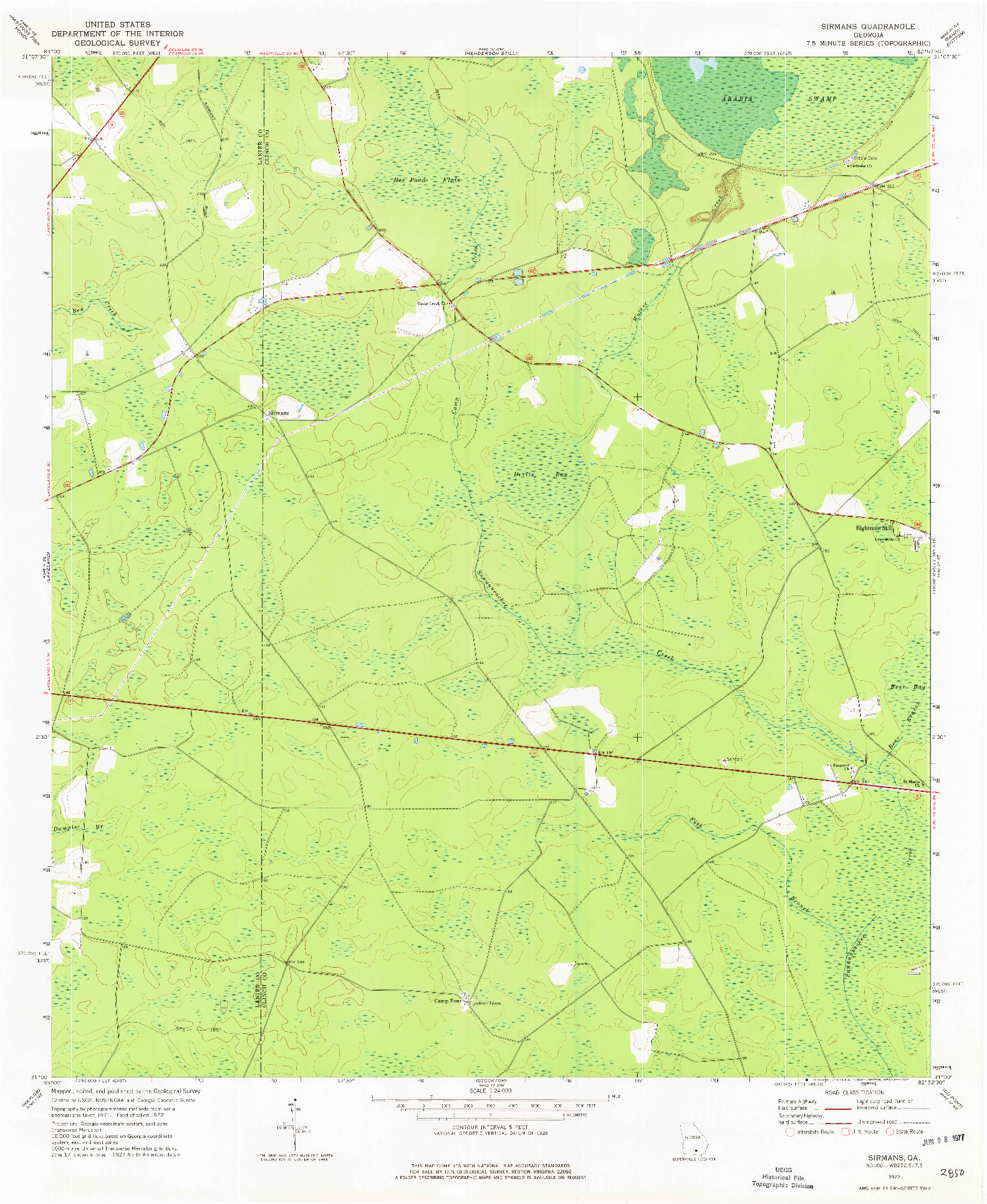 USGS 1:24000-SCALE QUADRANGLE FOR SIRMANS, GA 1972