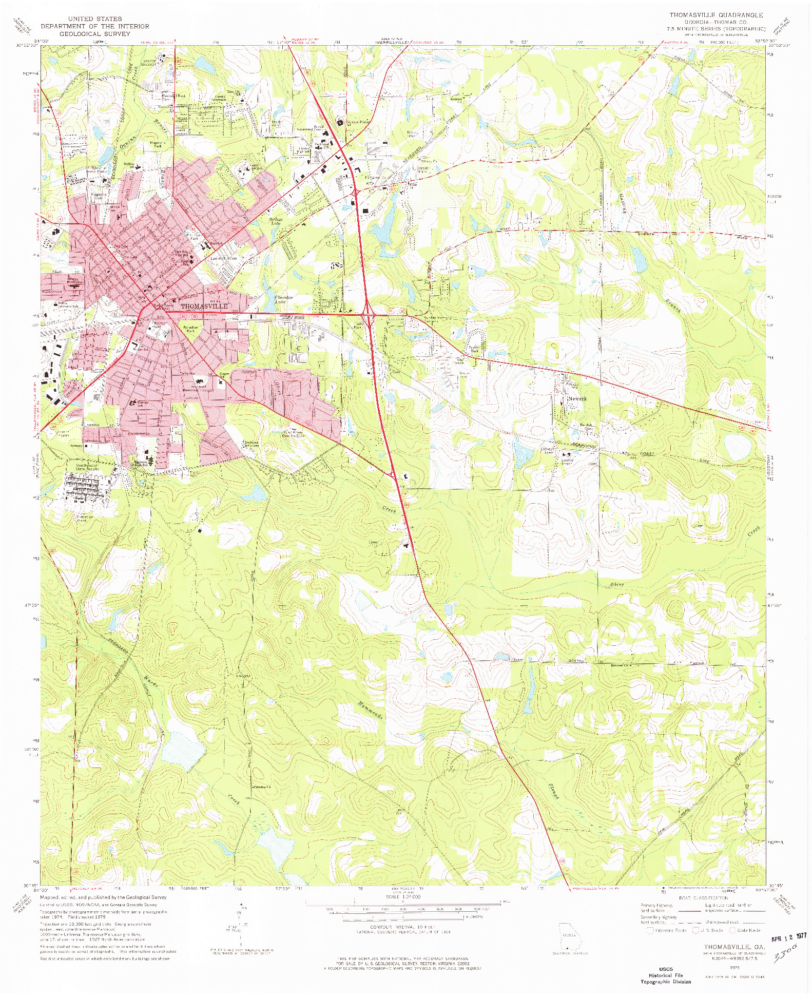 USGS 1:24000-SCALE QUADRANGLE FOR THOMASVILLE, GA 1975