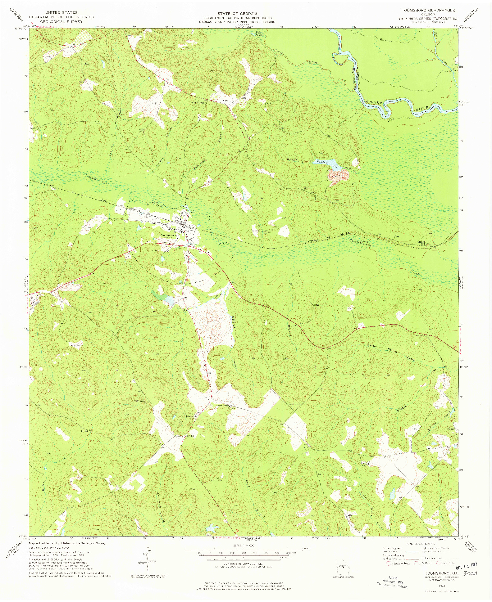 USGS 1:24000-SCALE QUADRANGLE FOR TOOMSBORO, GA 1973