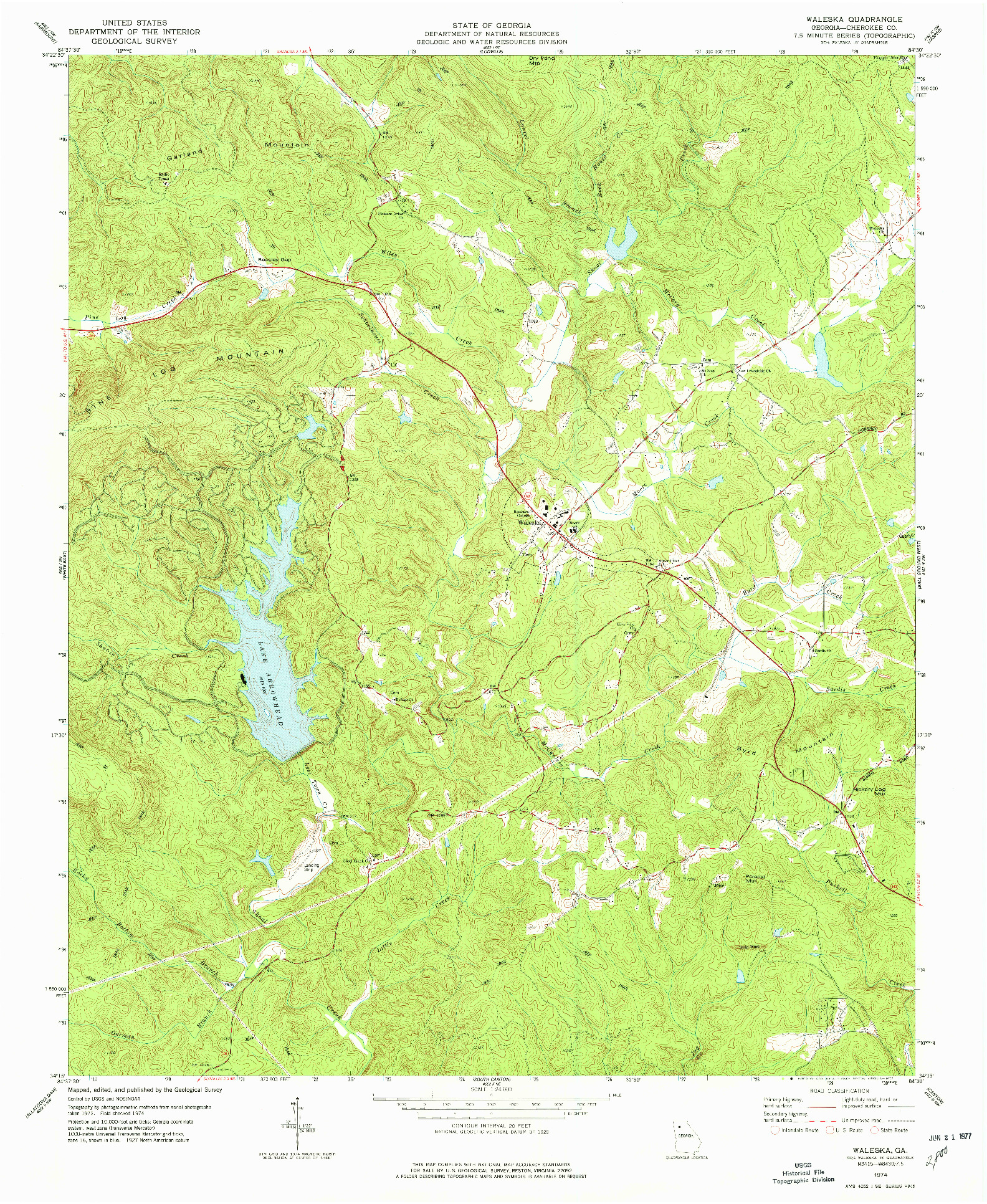 USGS 1:24000-SCALE QUADRANGLE FOR WALESKA, GA 1974
