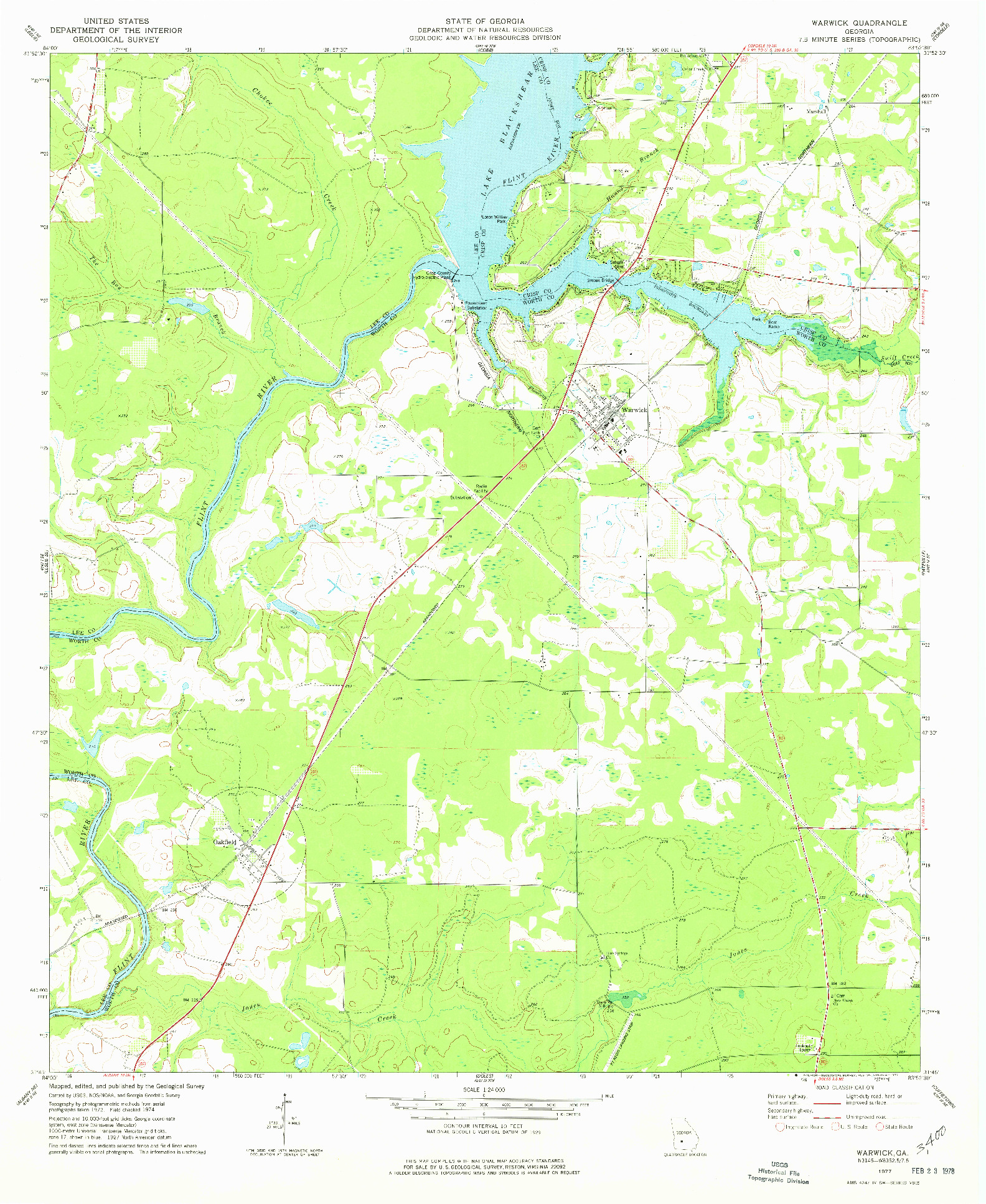 USGS 1:24000-SCALE QUADRANGLE FOR WARWICK, GA 1977